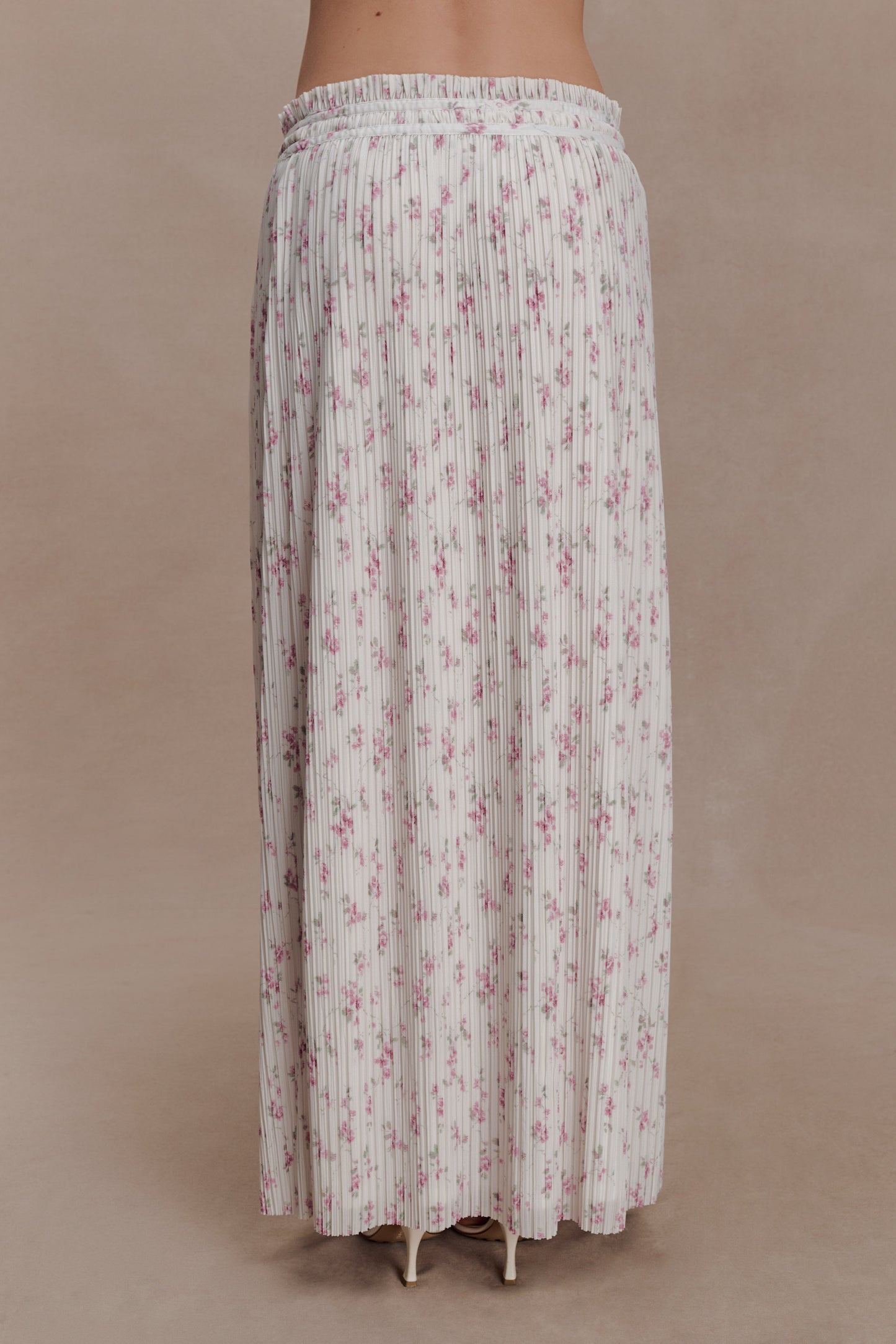 Amaris Gathered Plisse Maxi Skirt - Floral Ditsy Print