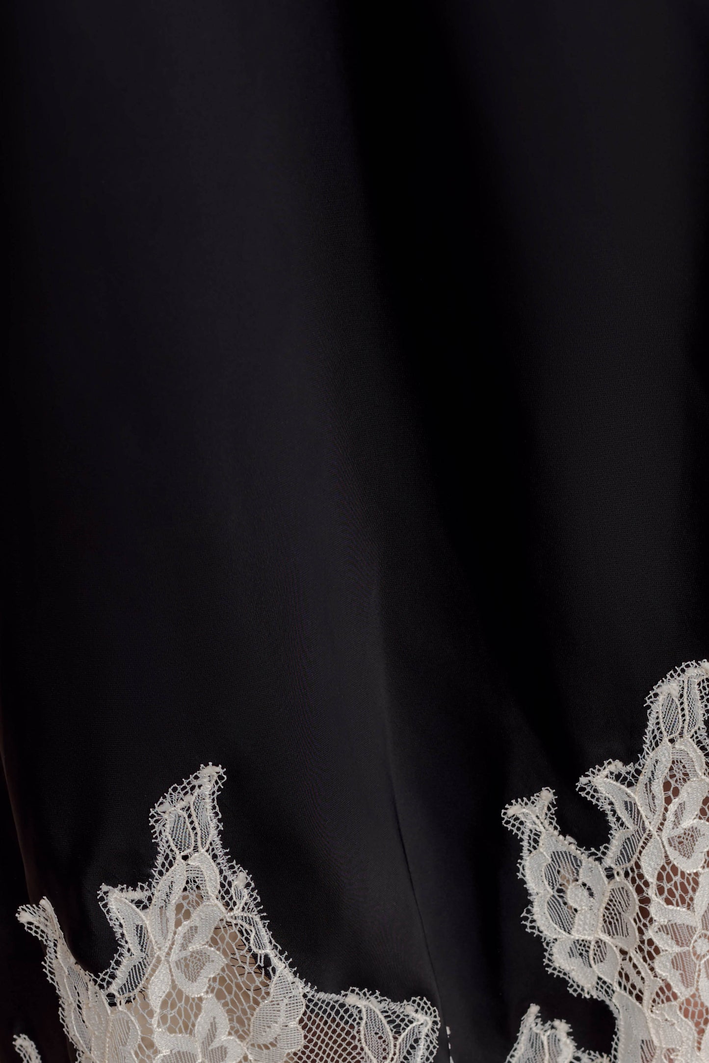 Nina Satin And Lace Maxi Skirt - Black/Ivory