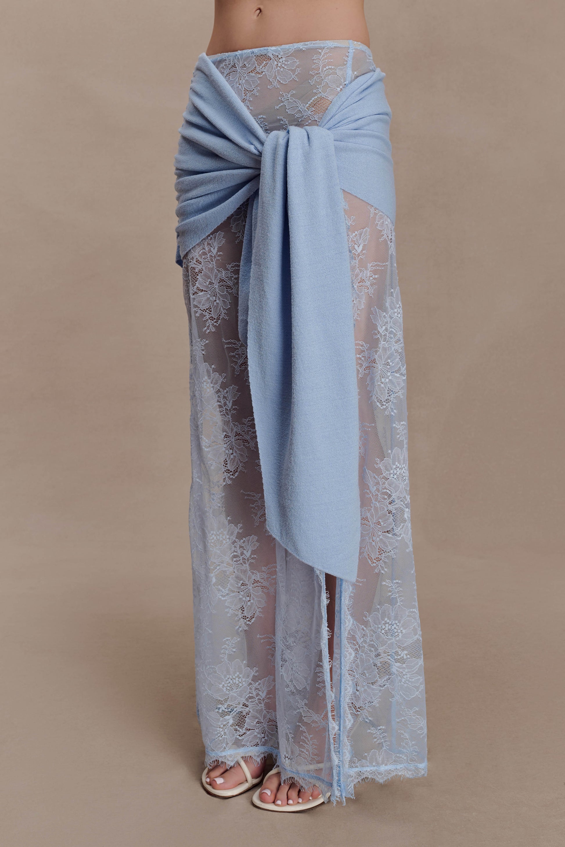 Lucy Lace And Knit Skirt - Cornflower Blue #4