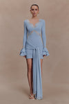 Electra Slinky Lace Mini Dress - Pale Blue