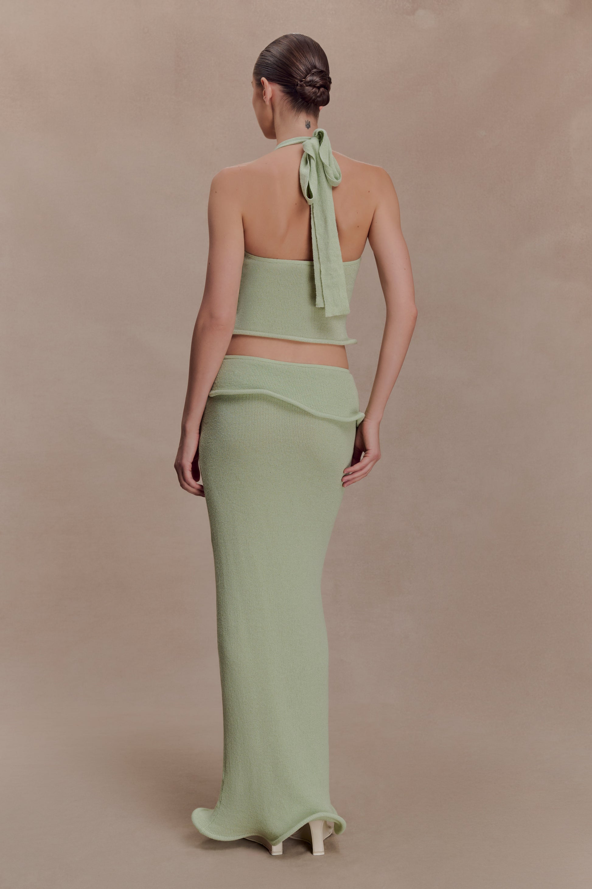 Samira Knit Wired Maxi Skirt - Pastel Green #2