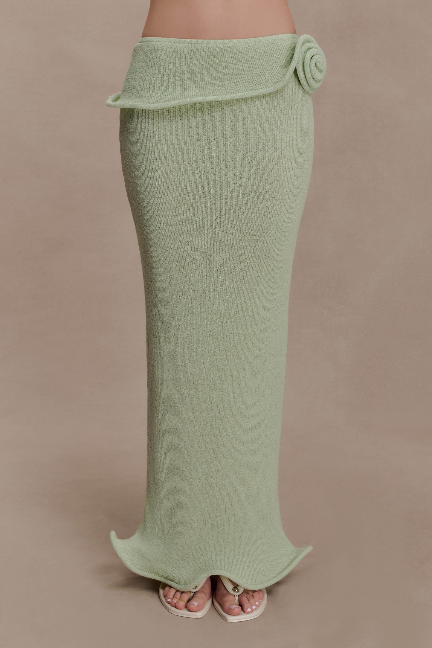 Samira Knit Wired Maxi Skirt - Pastel Green