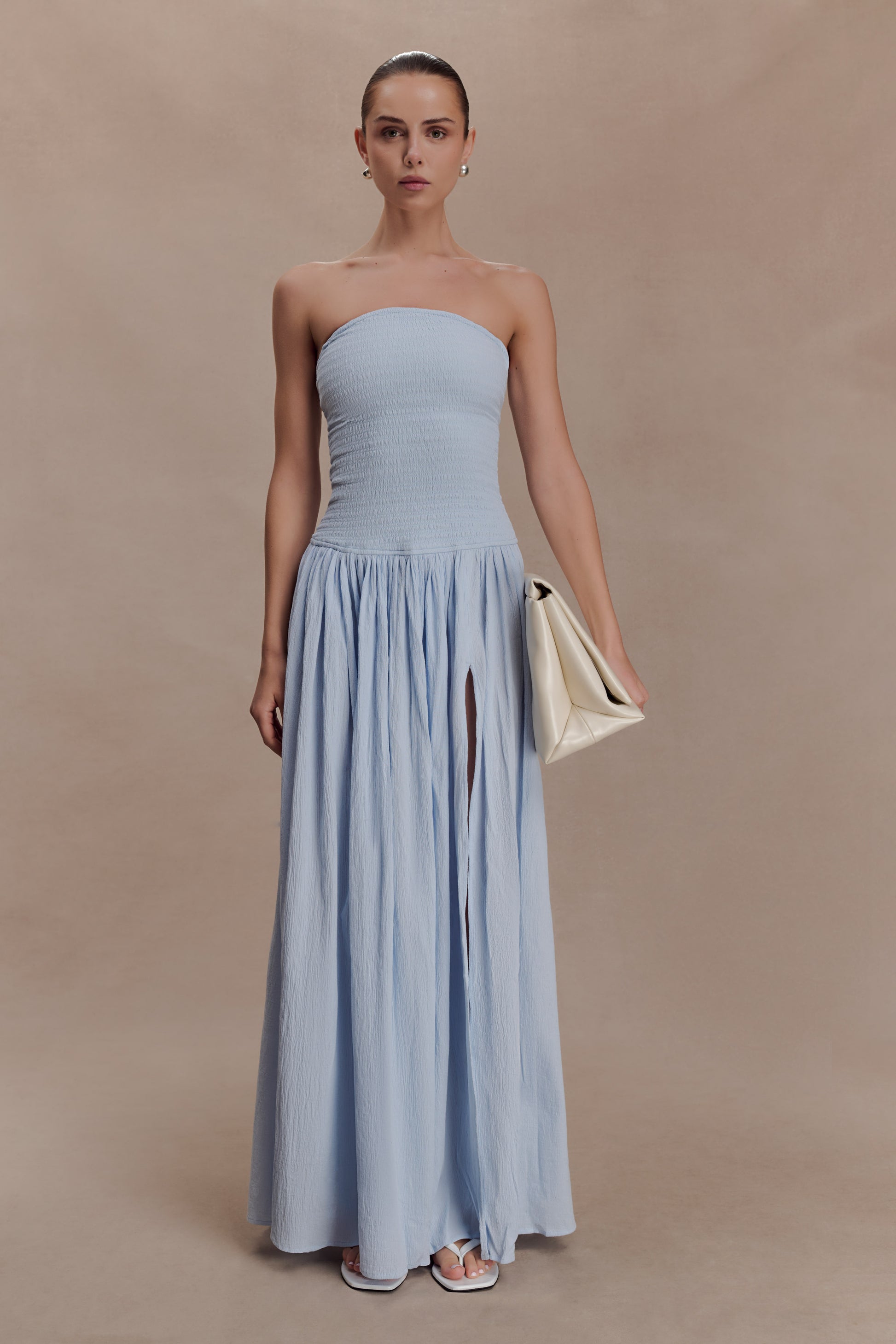 Maureen Cotton Shirring Maxi Dress - Powder Blue #5