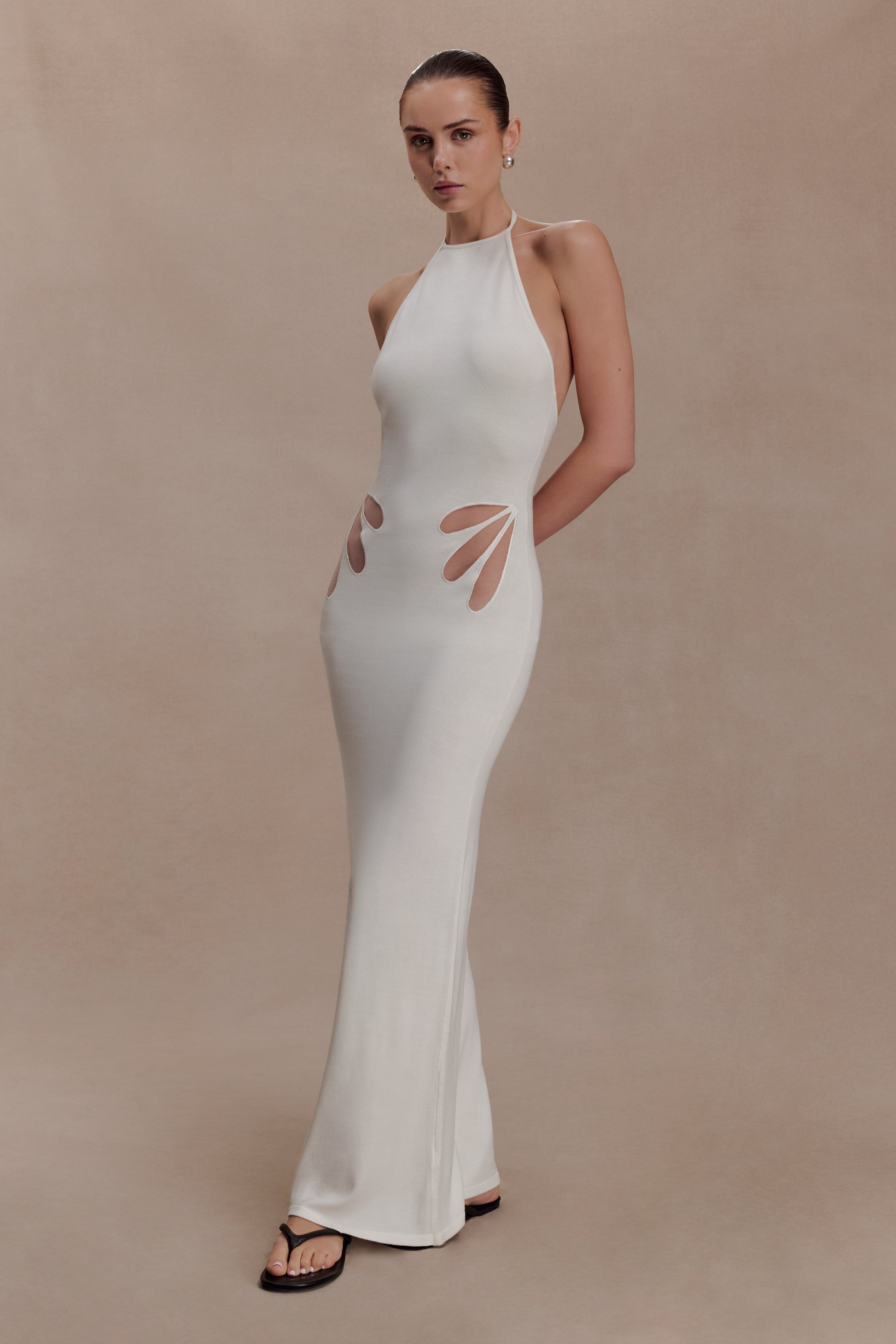 Brock Knit Halter Maxi Dress - White #3