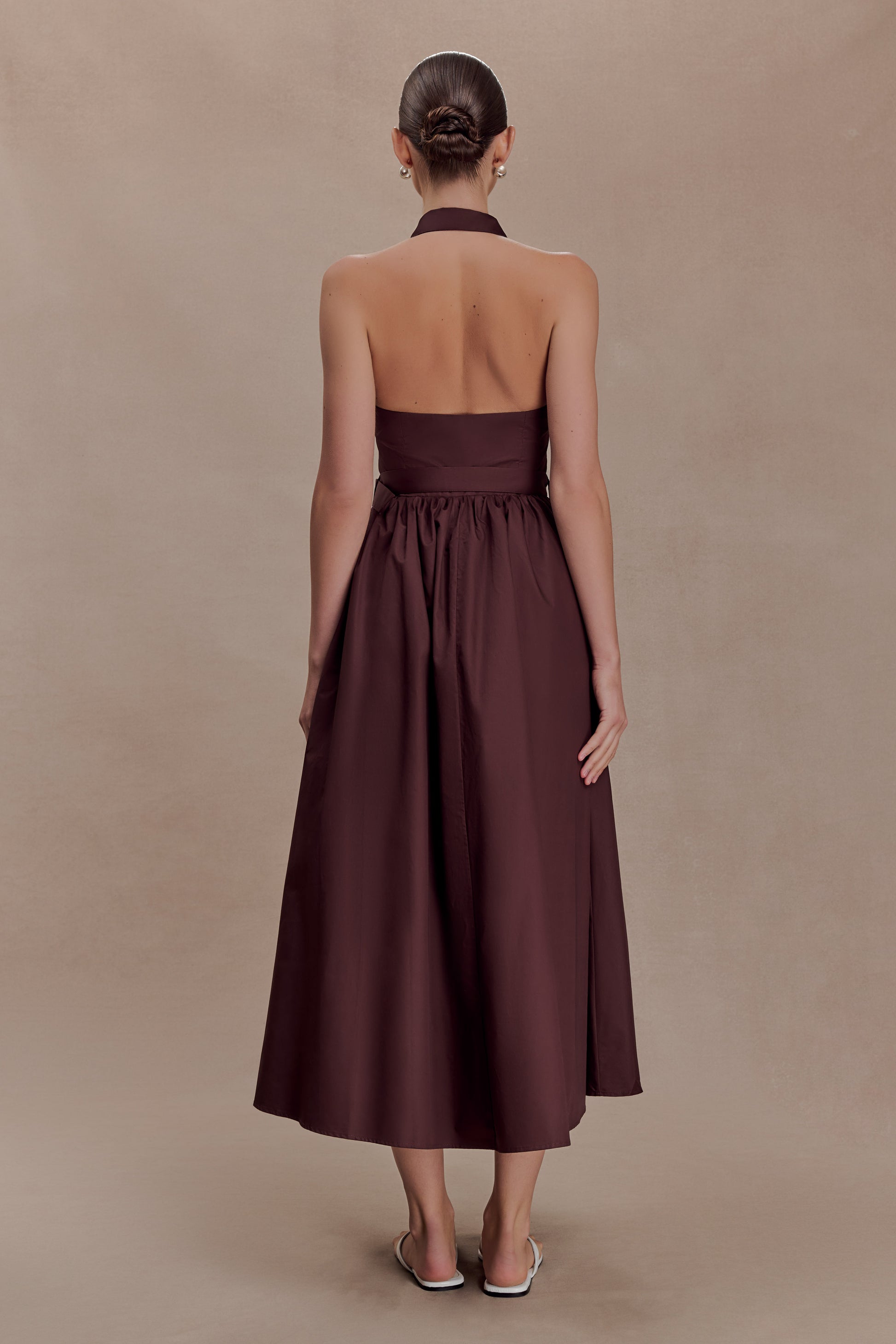 Cindy Collared Midi Dress - Chocolate #2