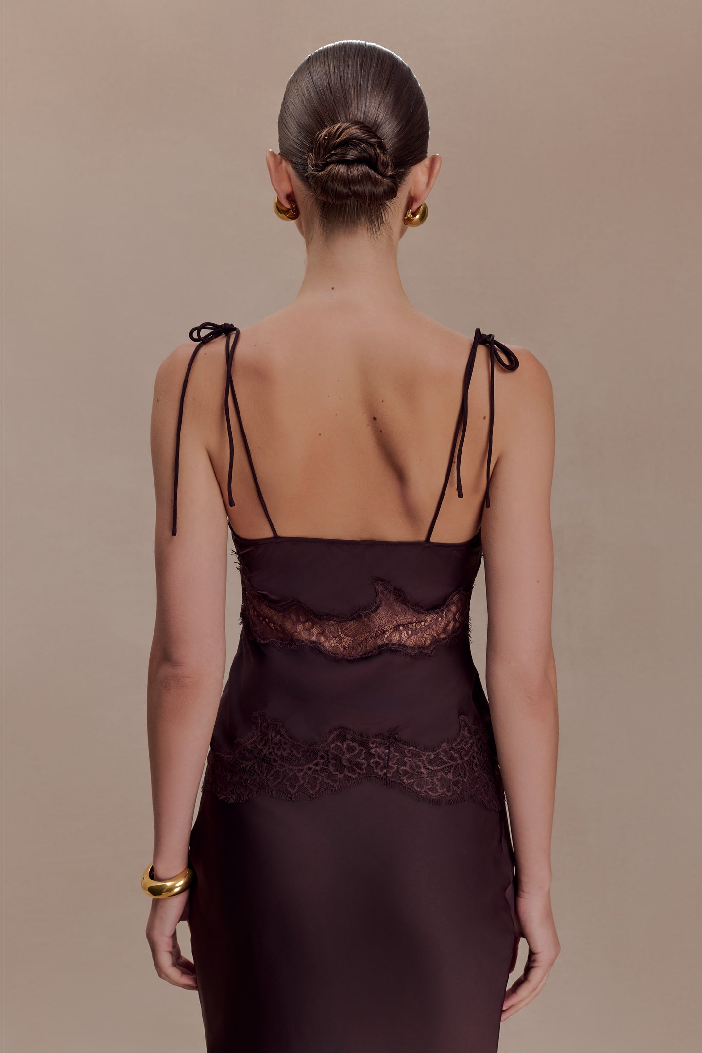 Nina Satin And Lace Camisole - Chocolate