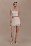 Nina Lace And Satin Mini Skirt - Ivory