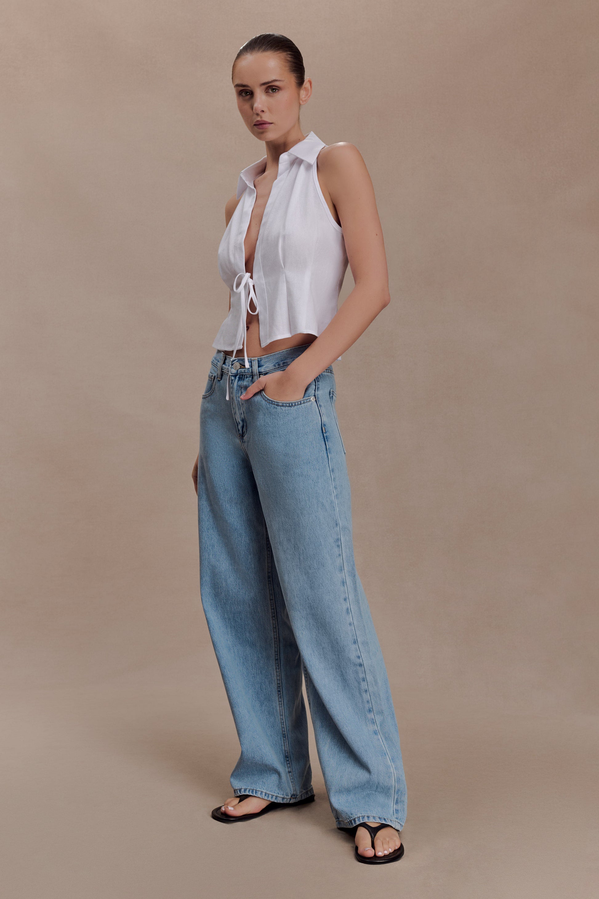 Scout Sleeveless Linen Shirt - White #3