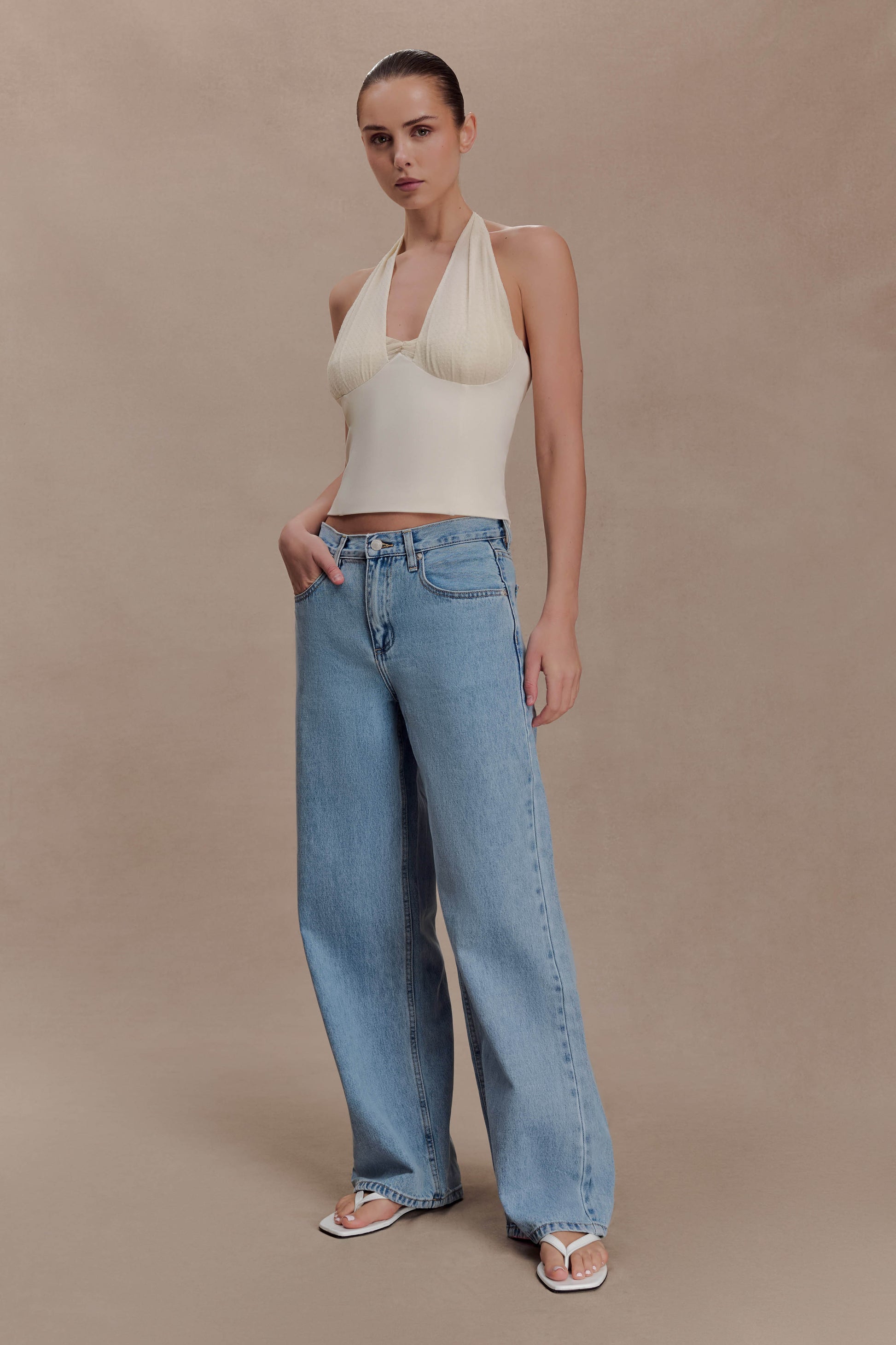 Cressida Crepe Halter Top - Ivory #3