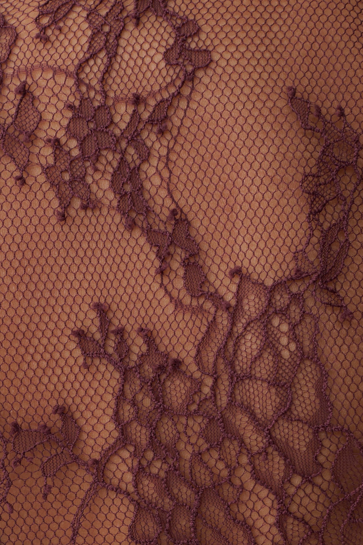 Alizette High Neck Long Sleeve Lace Top - Burgundy