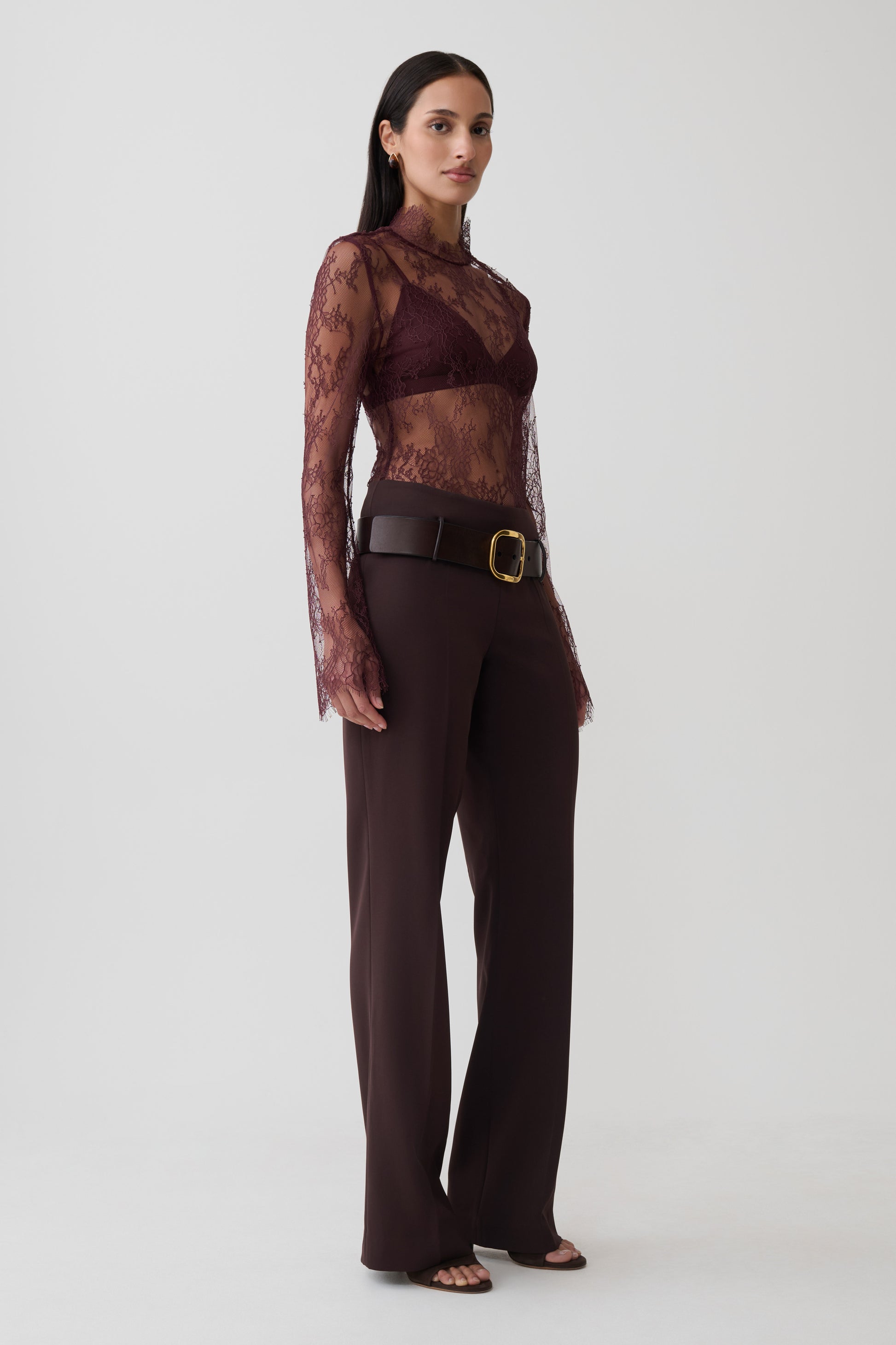 Brooke Straight Leg Suiting Pant - Burgundy #3