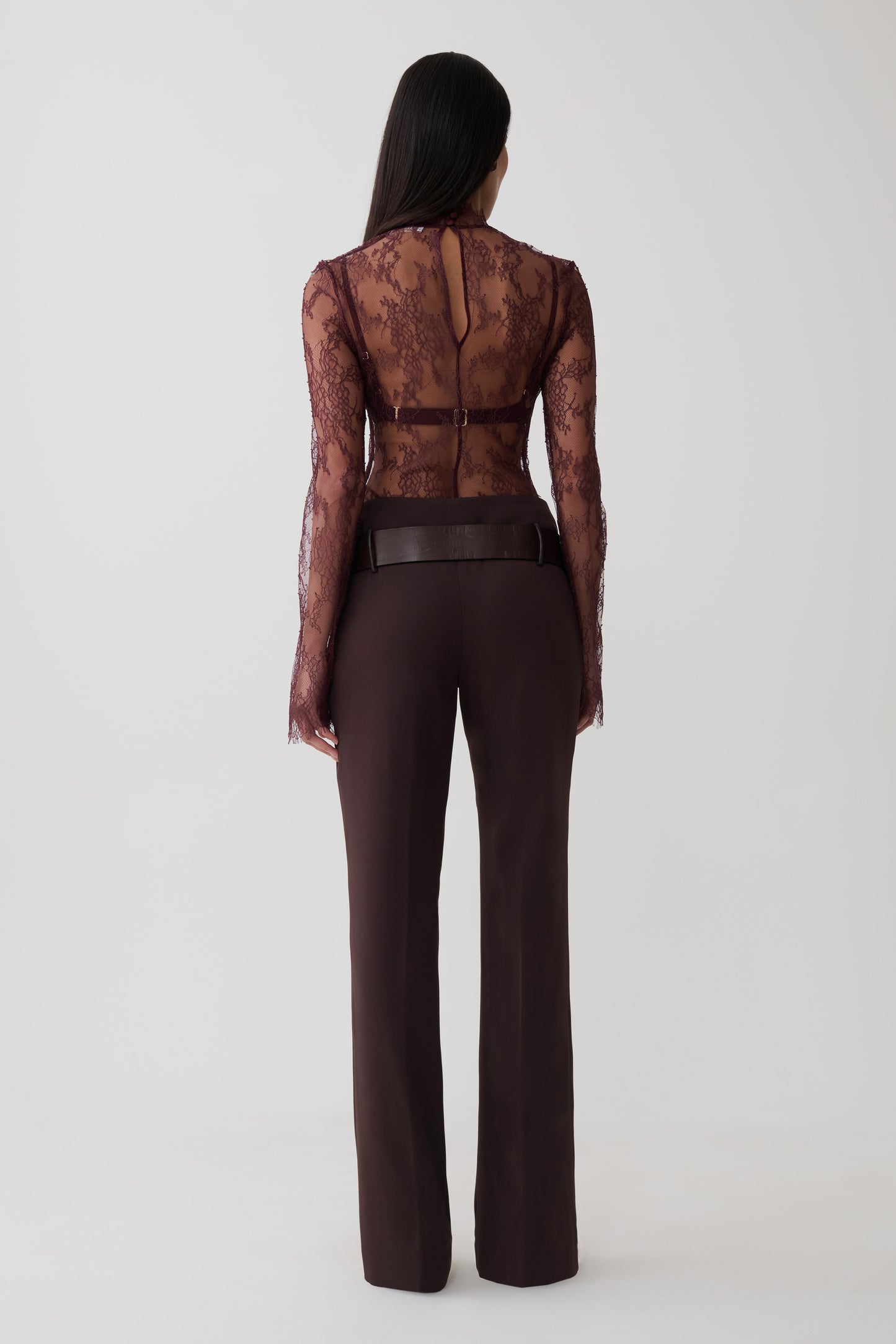 Brooke Straight Leg Suiting Pant - Burgundy