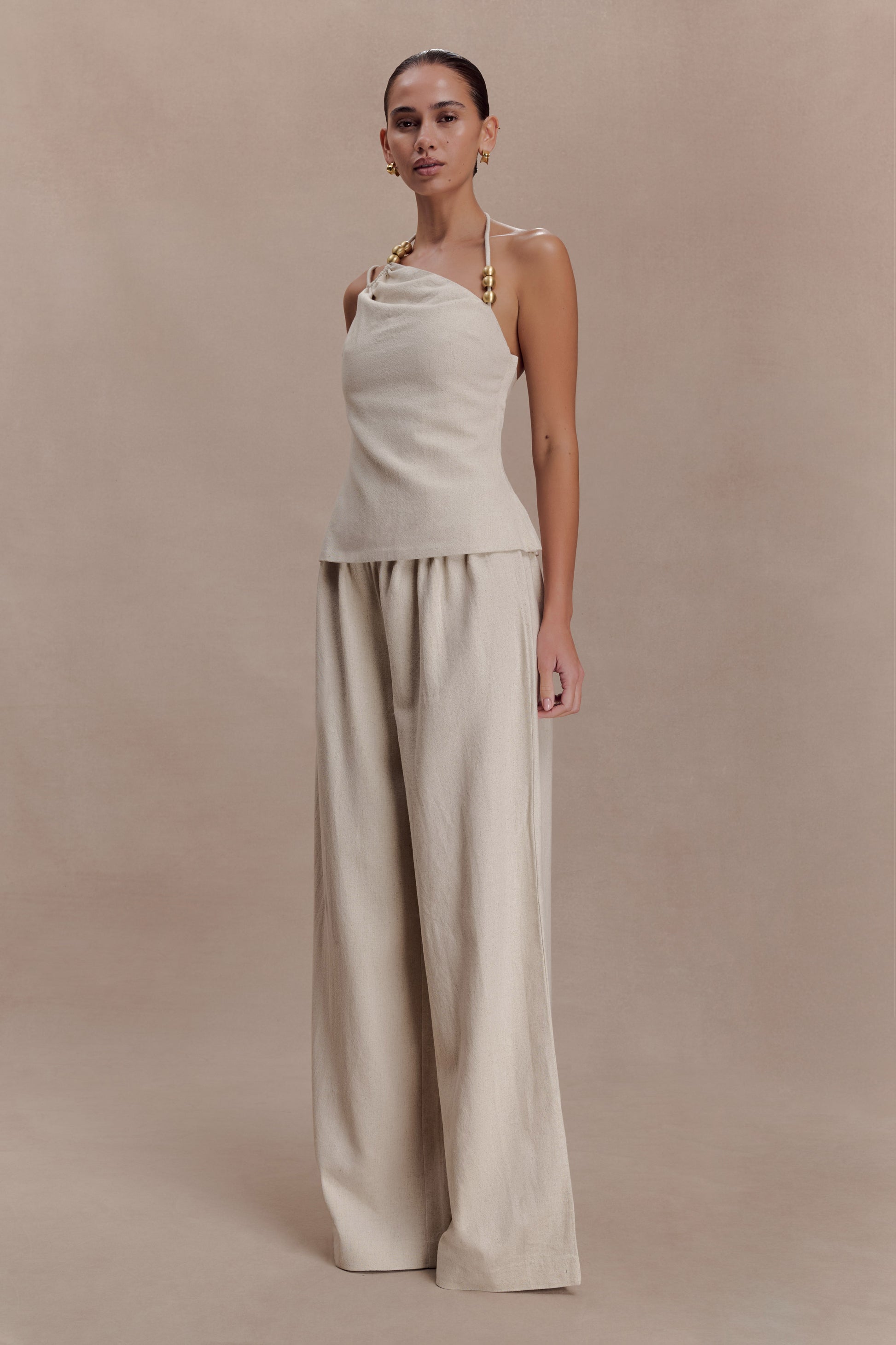 Gabby Straight Leg Linen Pants - Natural #3