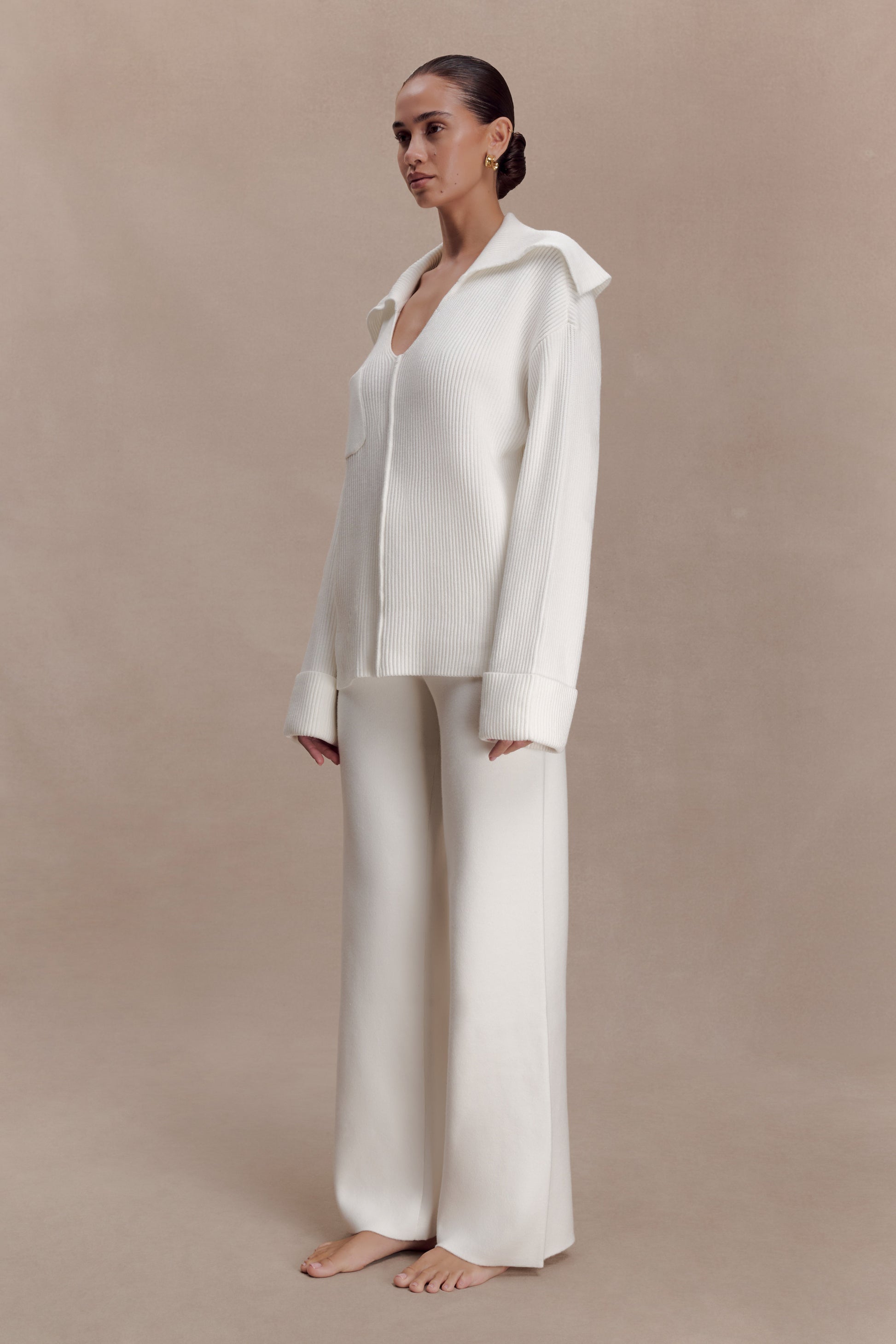 Bianka V Neck Knit Jumper - Off White #4
