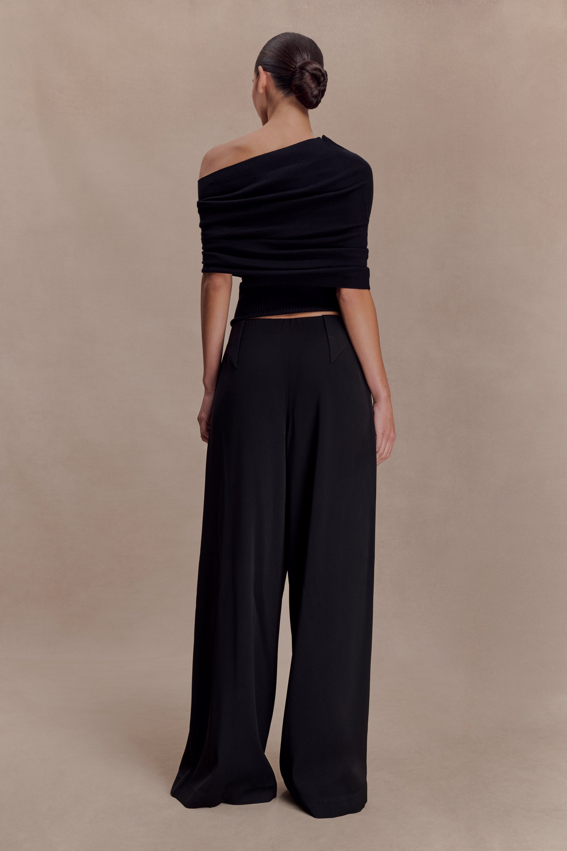 Sierra Asymmetrical Cashmere Blend Knit Top - Black #2