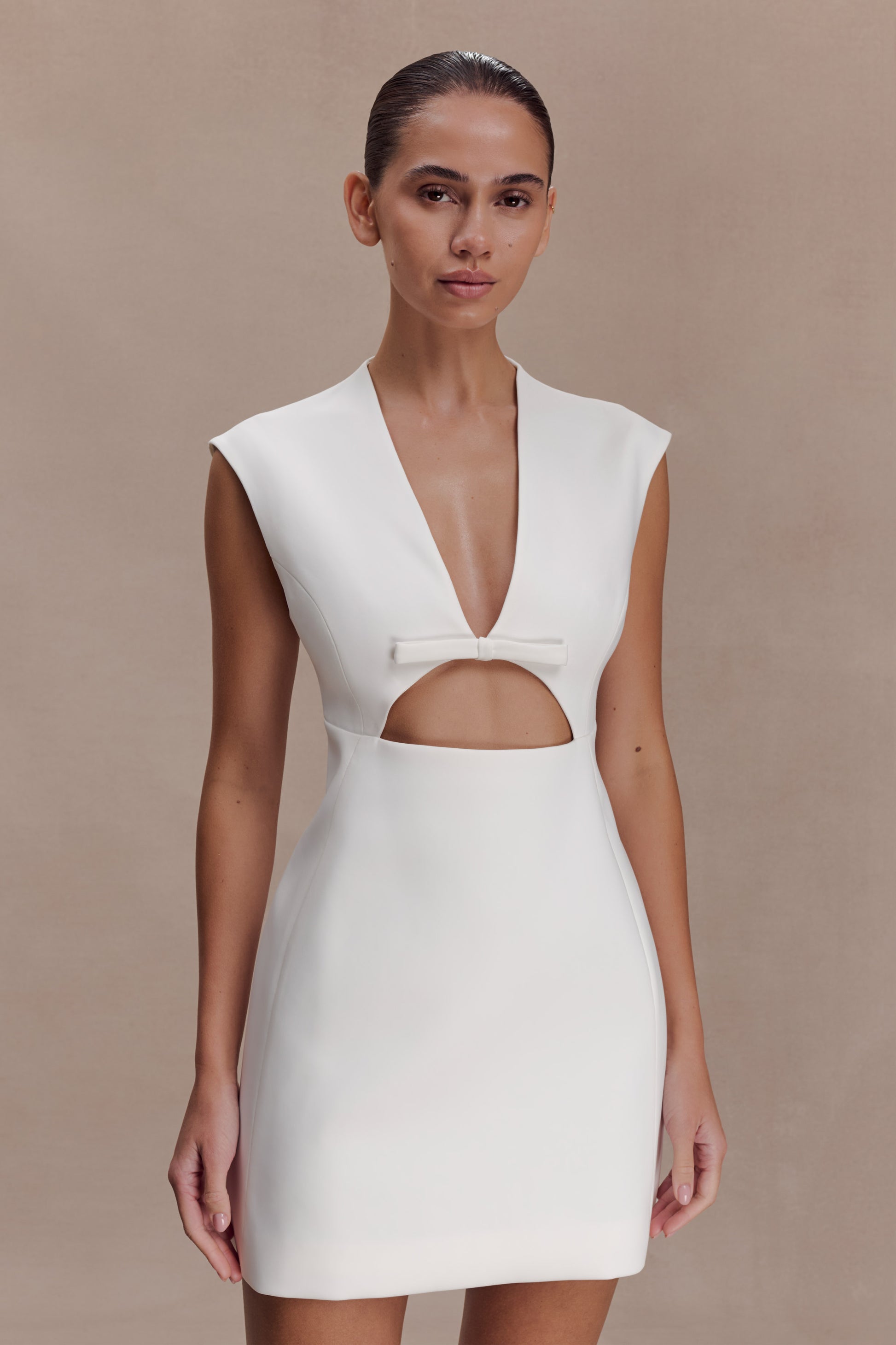 Victoria Cut Out Suiting Mini Dress - Ivory