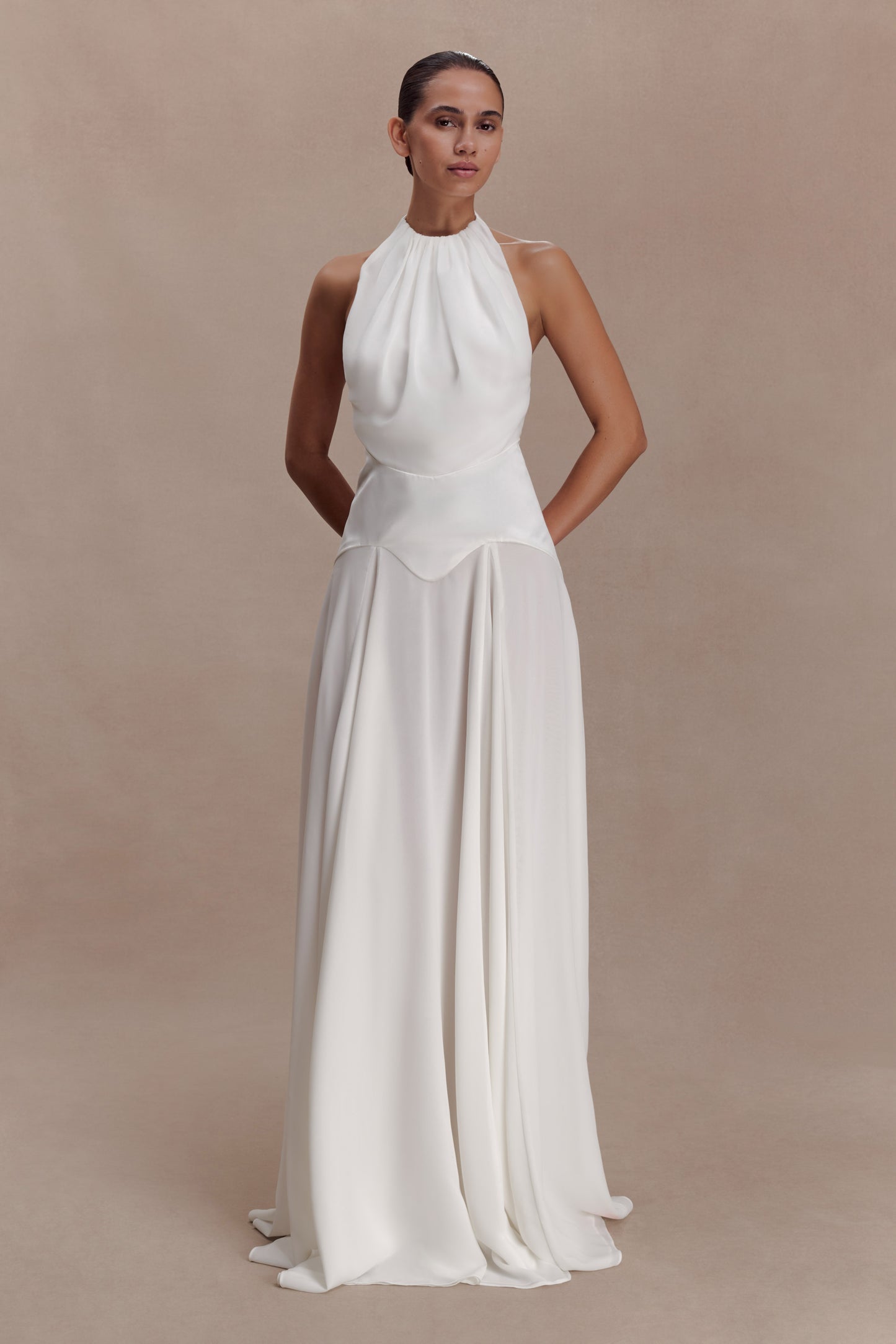 Susan Chiffon Halter Maxi Dress - Ivory