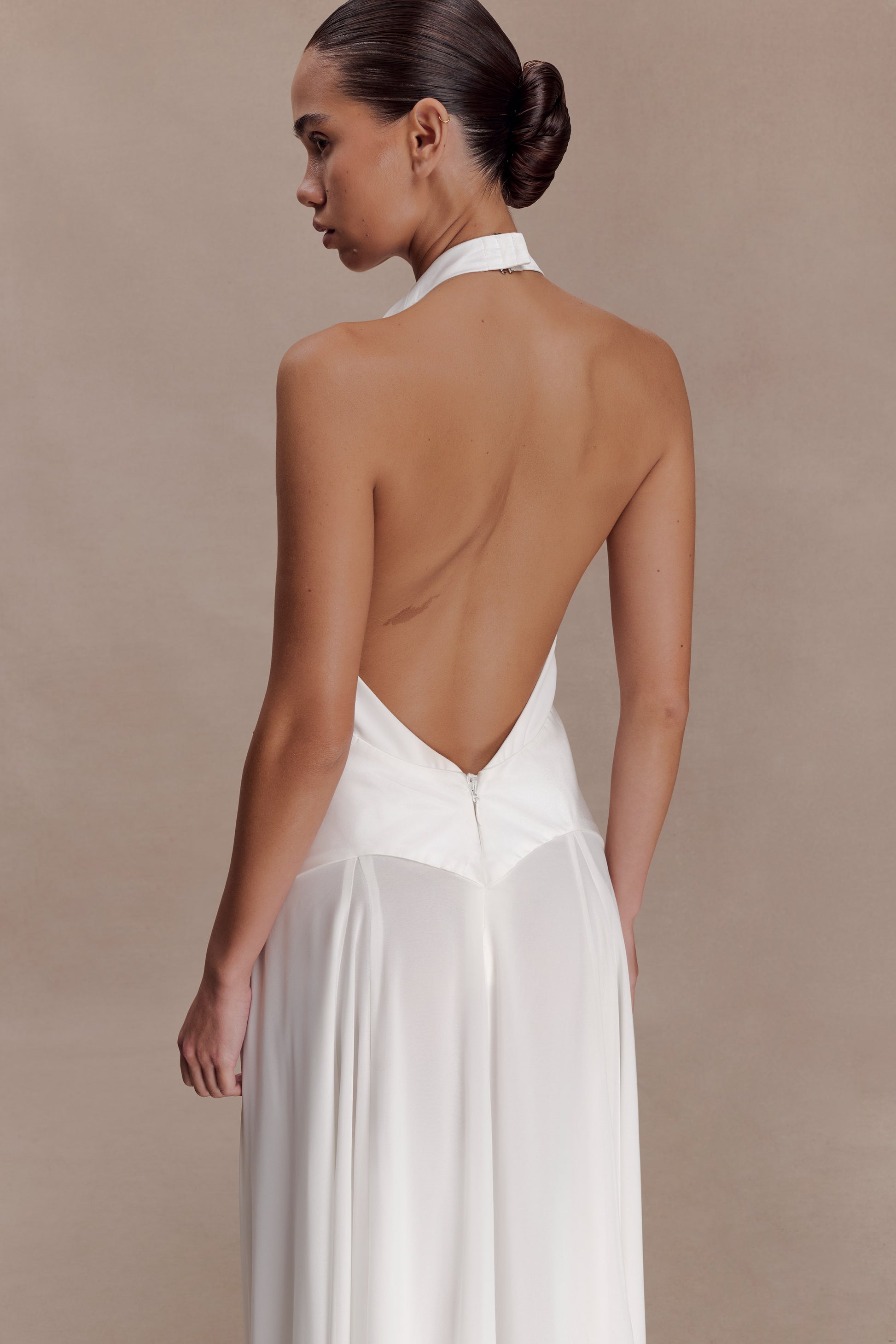 Susan Chiffon Halter Maxi Dress - Ivory #3