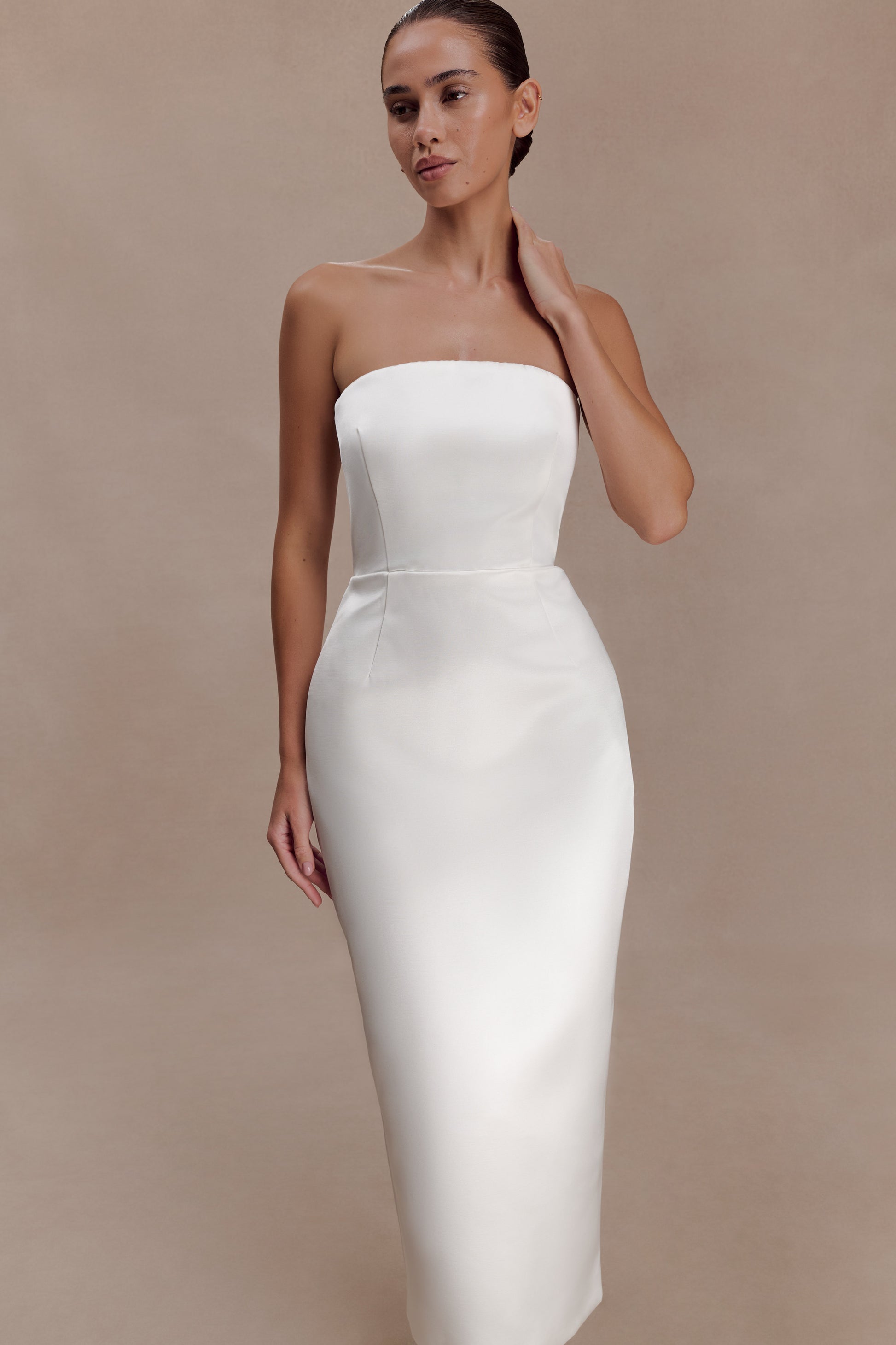 Ophelia Peplum Satin Maxi Dress - Ivory #3