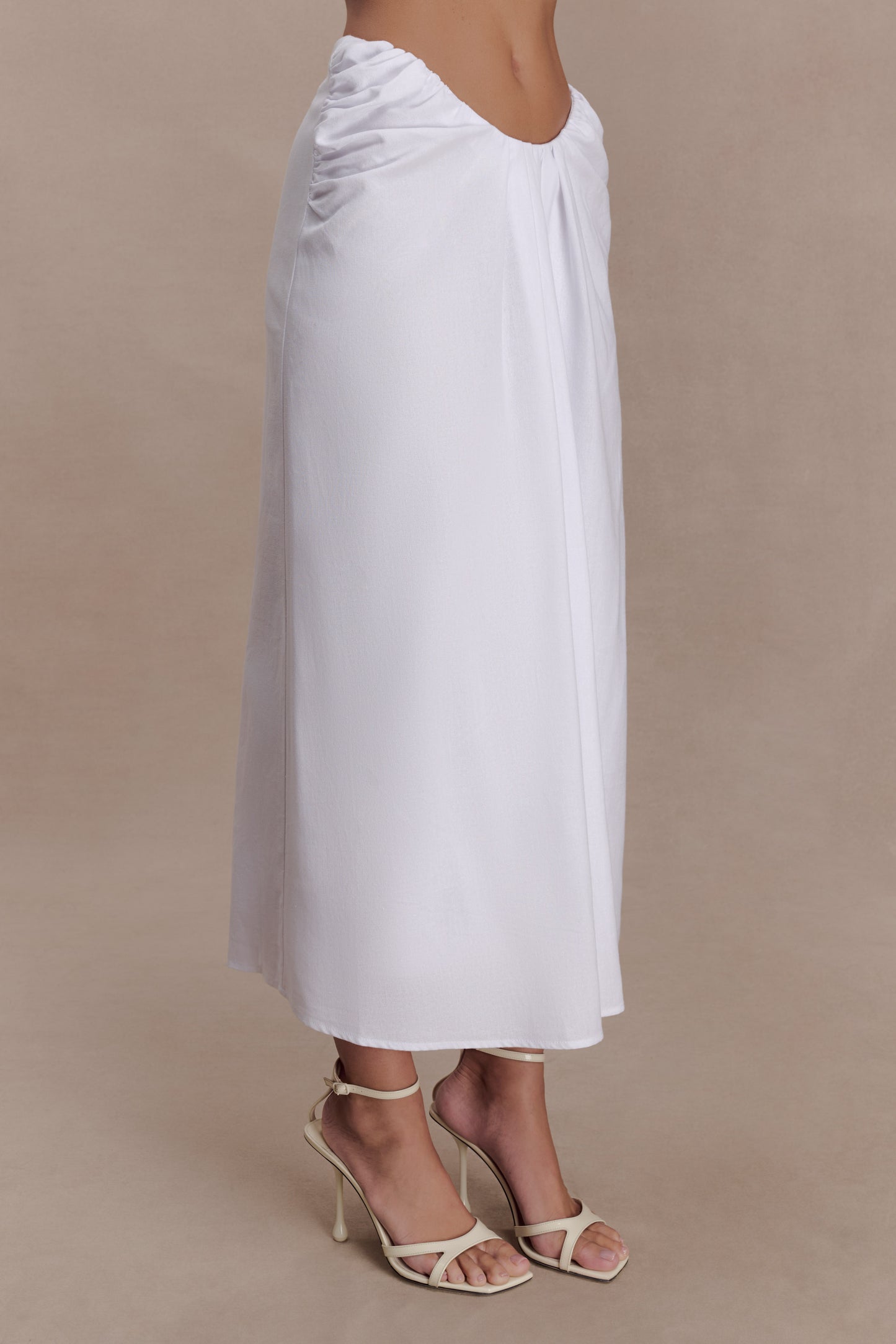 River Gathered Maxi Skirt - White