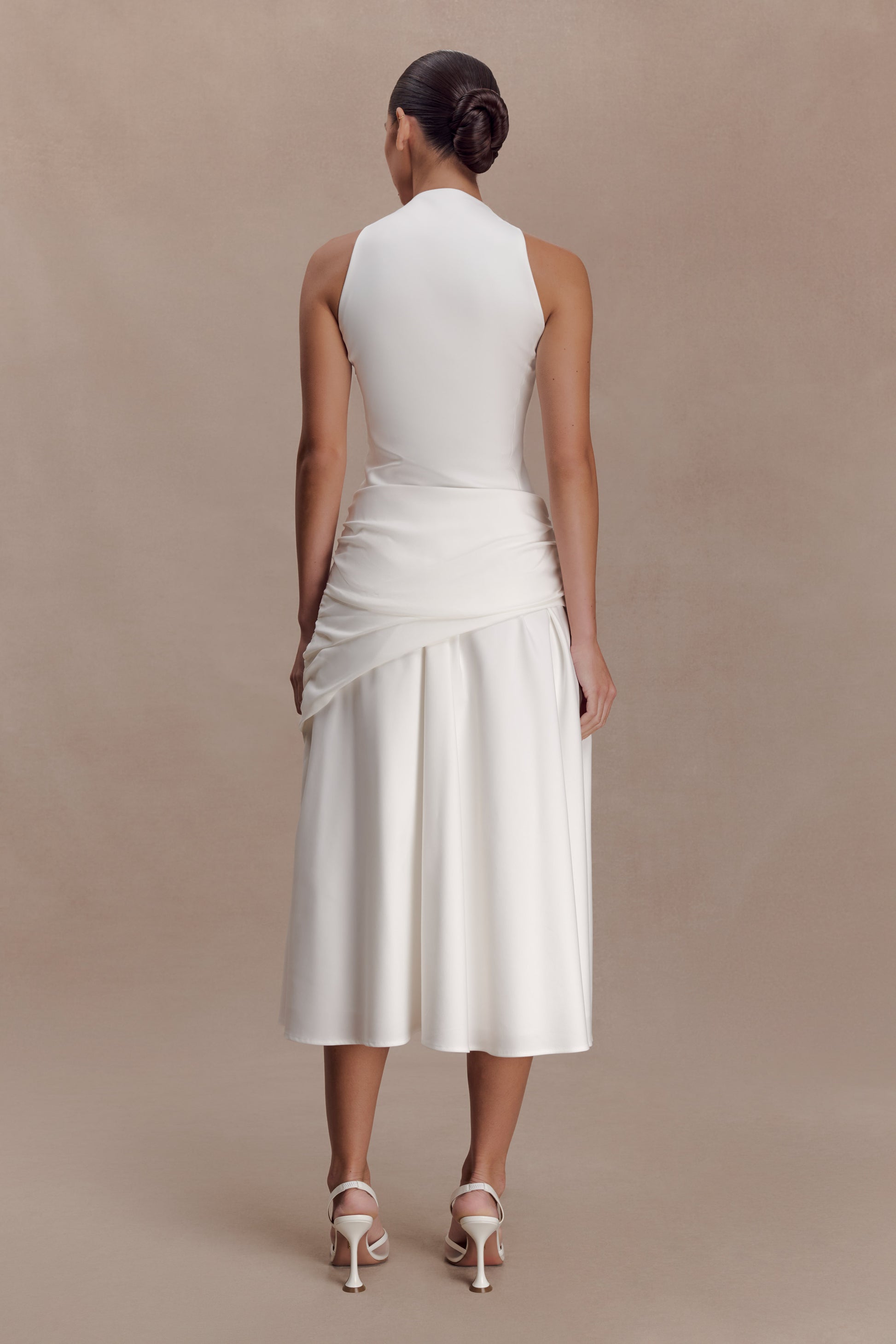 Emily Wrapped Waist Midi Dress - White #2