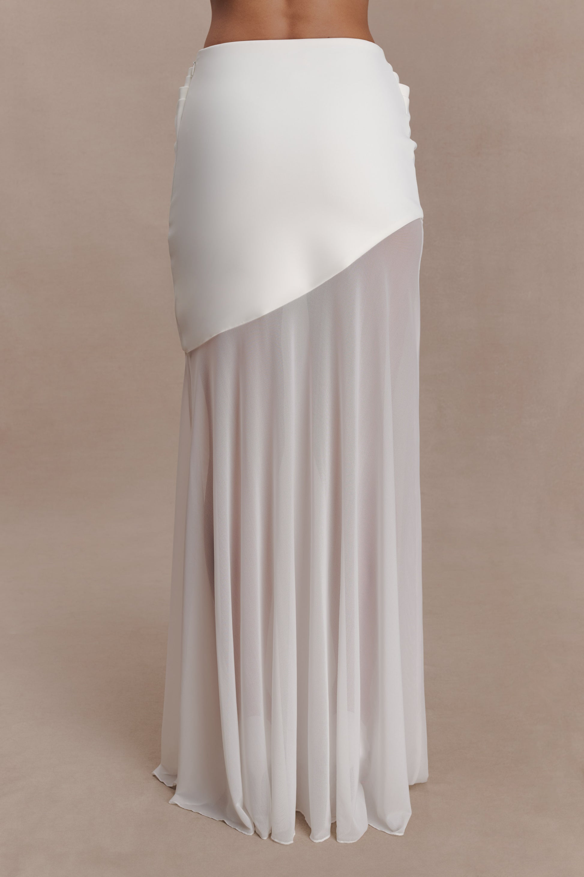Portia Scuba And Mesh Maxi Skirt - White #5