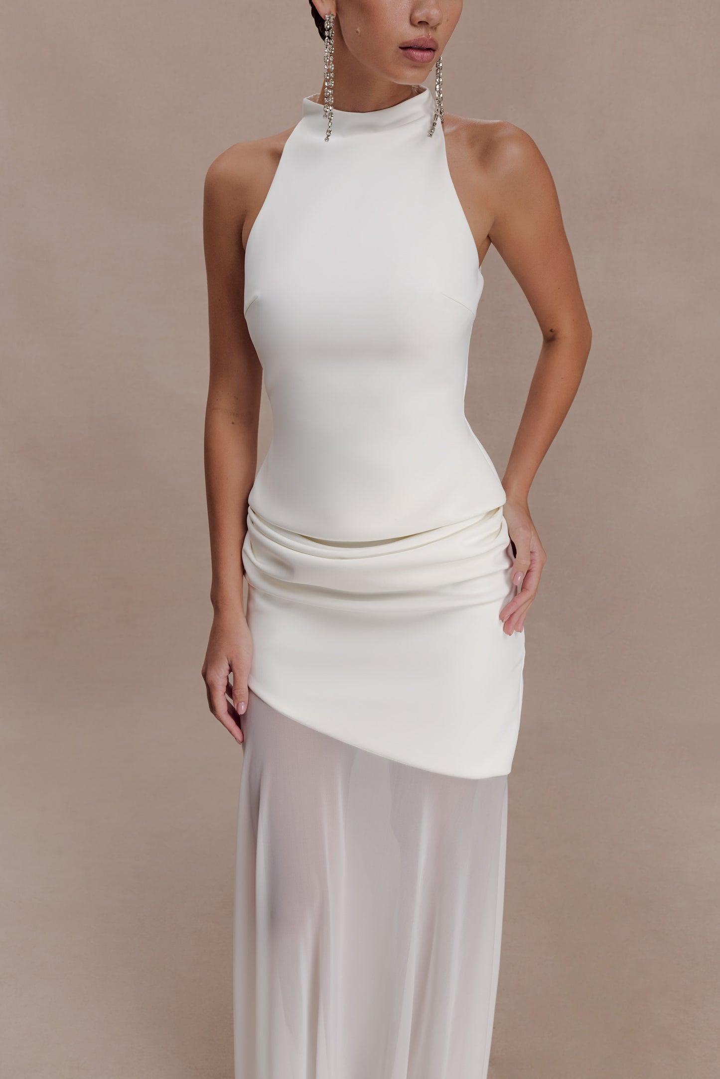 Portia Scuba Sleeveless Top - White