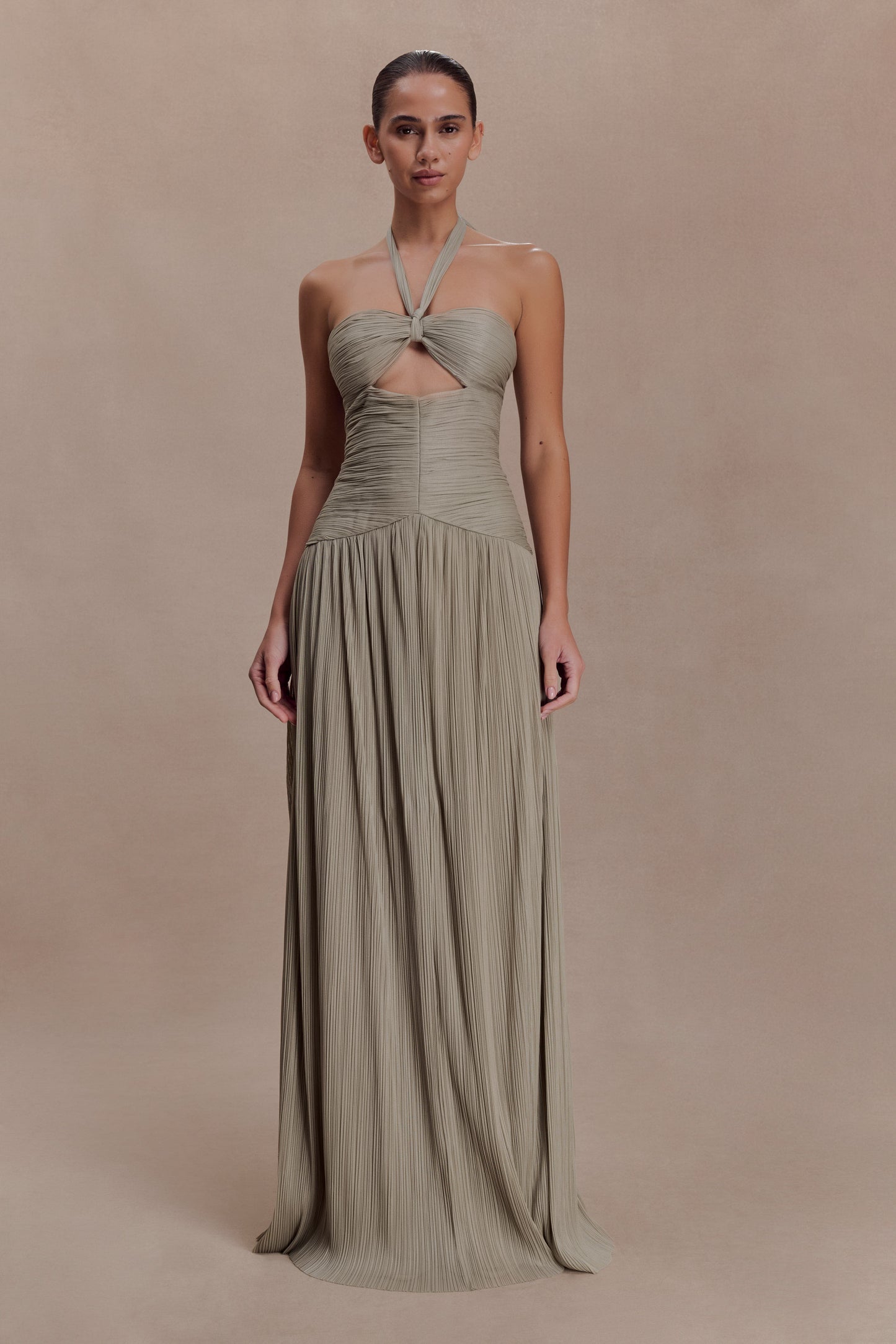 Juliette Pleated Chiffon Maxi Dress - Silver