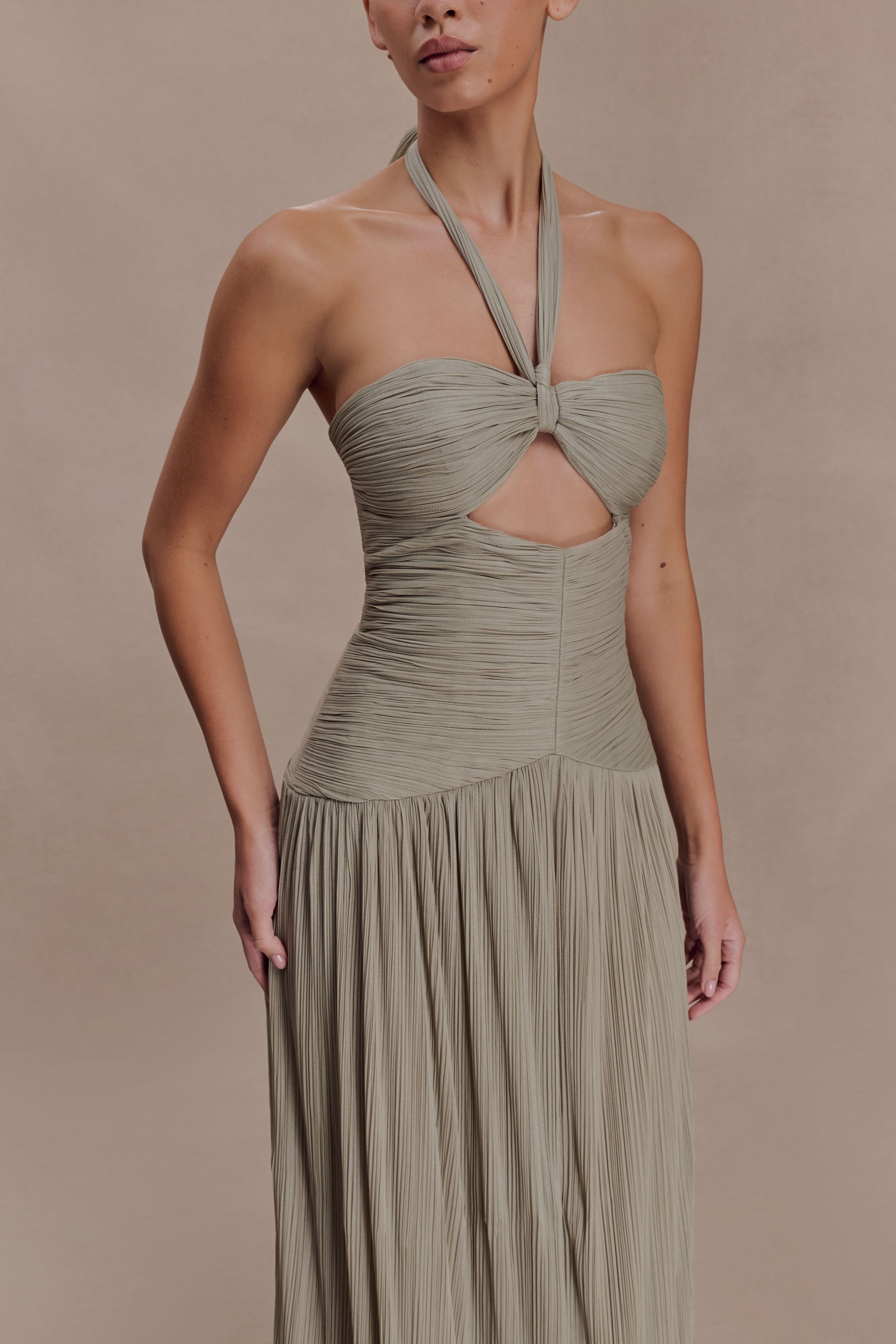 Juliette Pleated Chiffon Maxi Dress - Silver #7