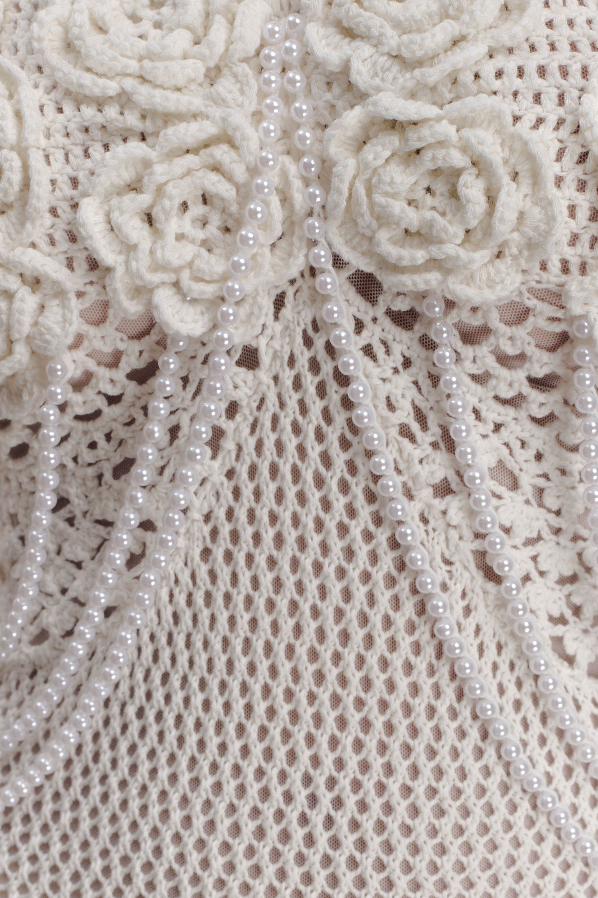 Samantha Crochet Midi Dress With Flowers - Ivory #5