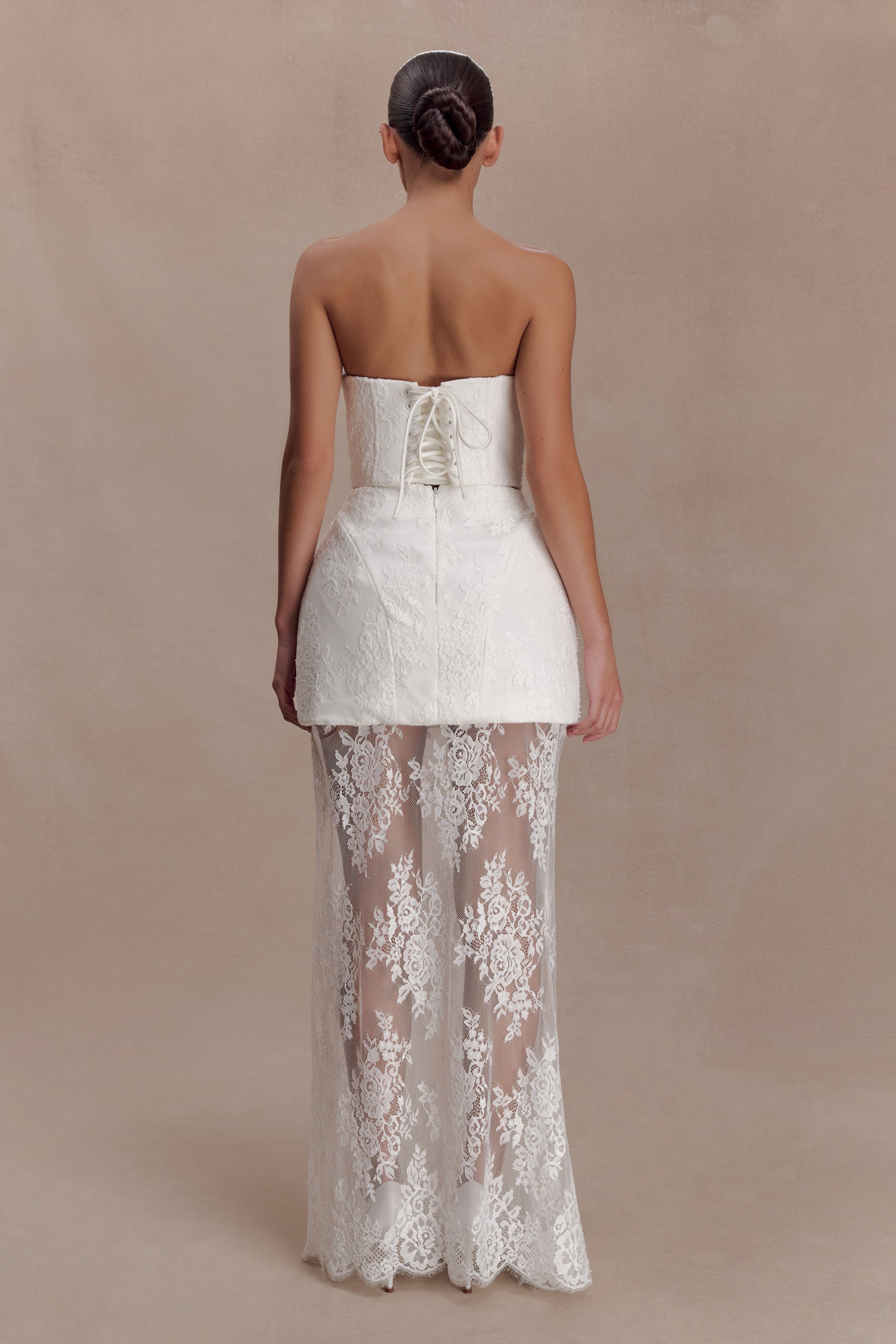 Camille Beaded Satin And Lace Maxi Skirt - Ivory #3