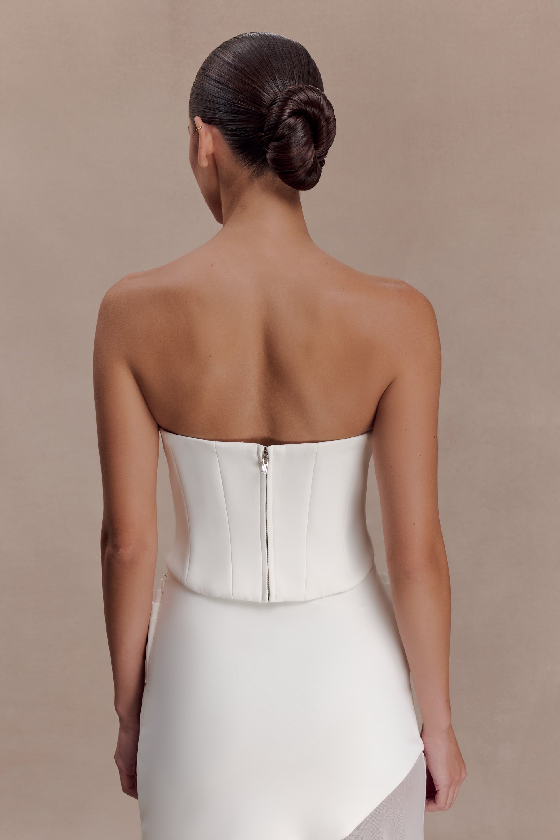 Karina Strapless Scuba Corset  - White #2