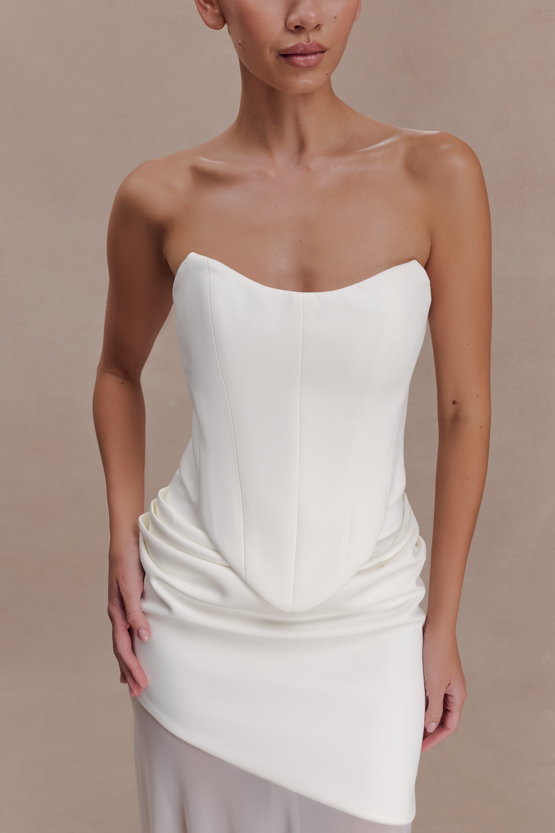 Karina Strapless Scuba Corset  - White #3