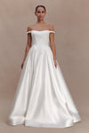 Willow Off Shoulder Satin Maxi Gown - White