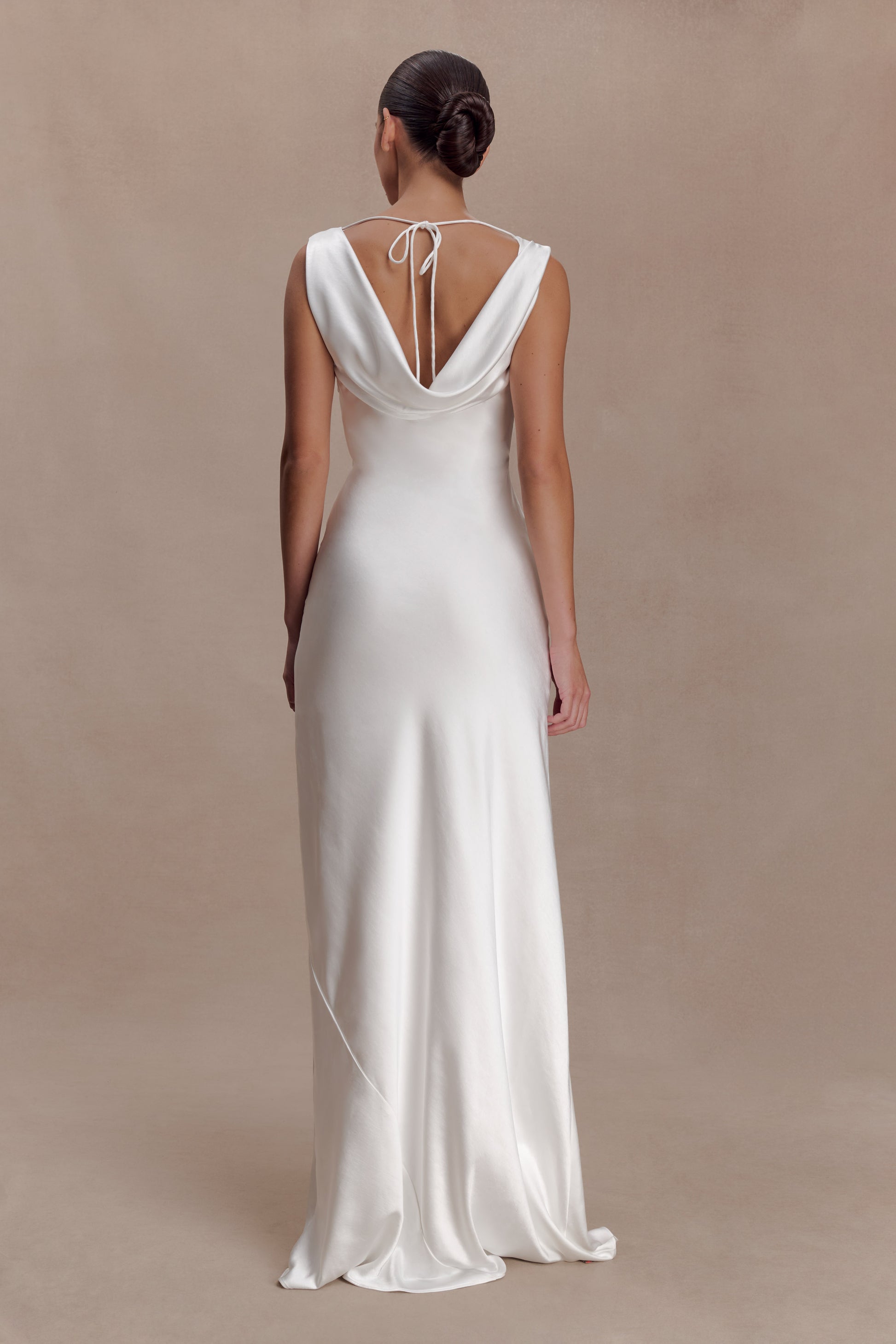 Ashley Cowl Neck Lace And Satin Maxi Dress - Ivory #2