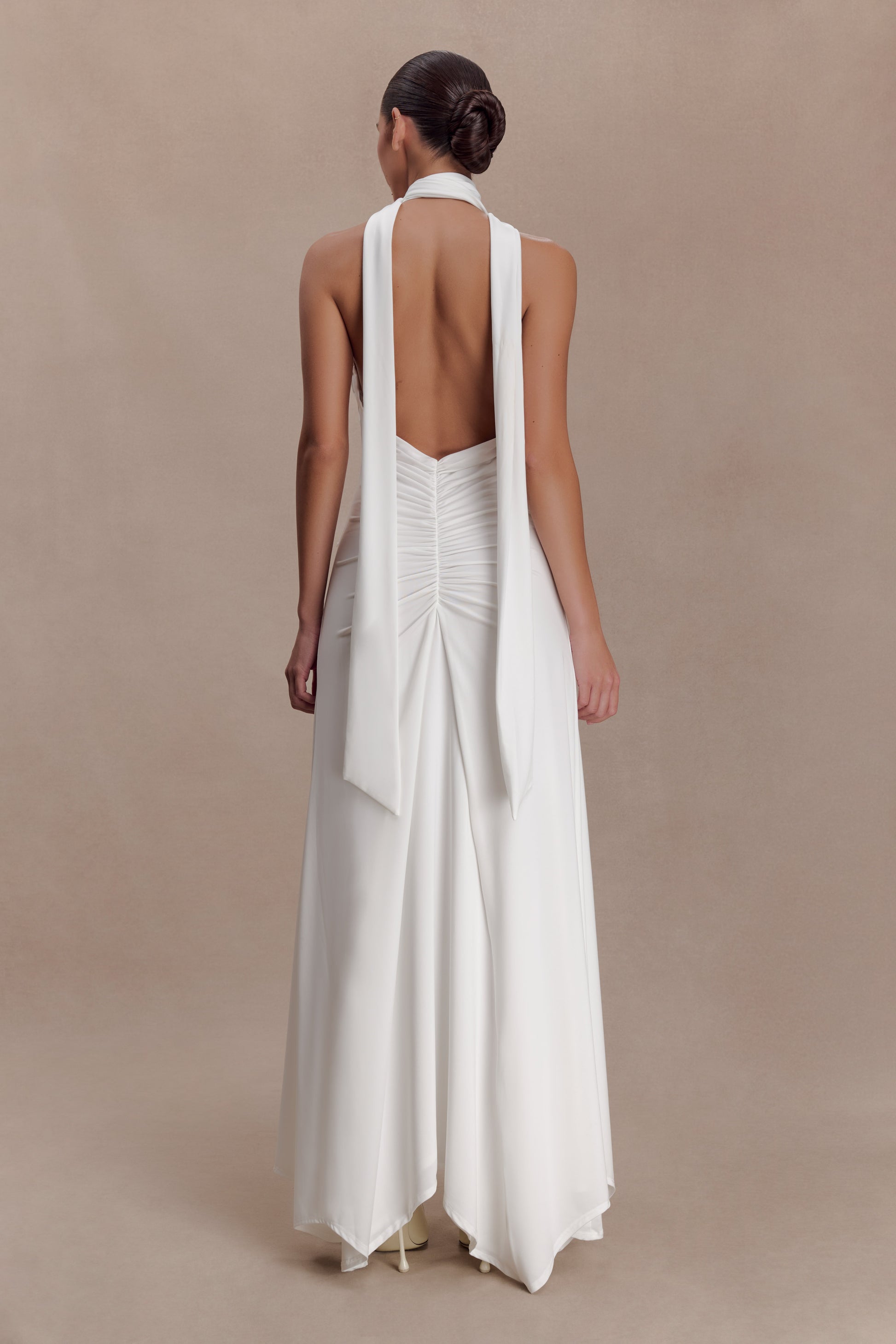 Juliet Slinky Maxi Dress With Scarf - White #2