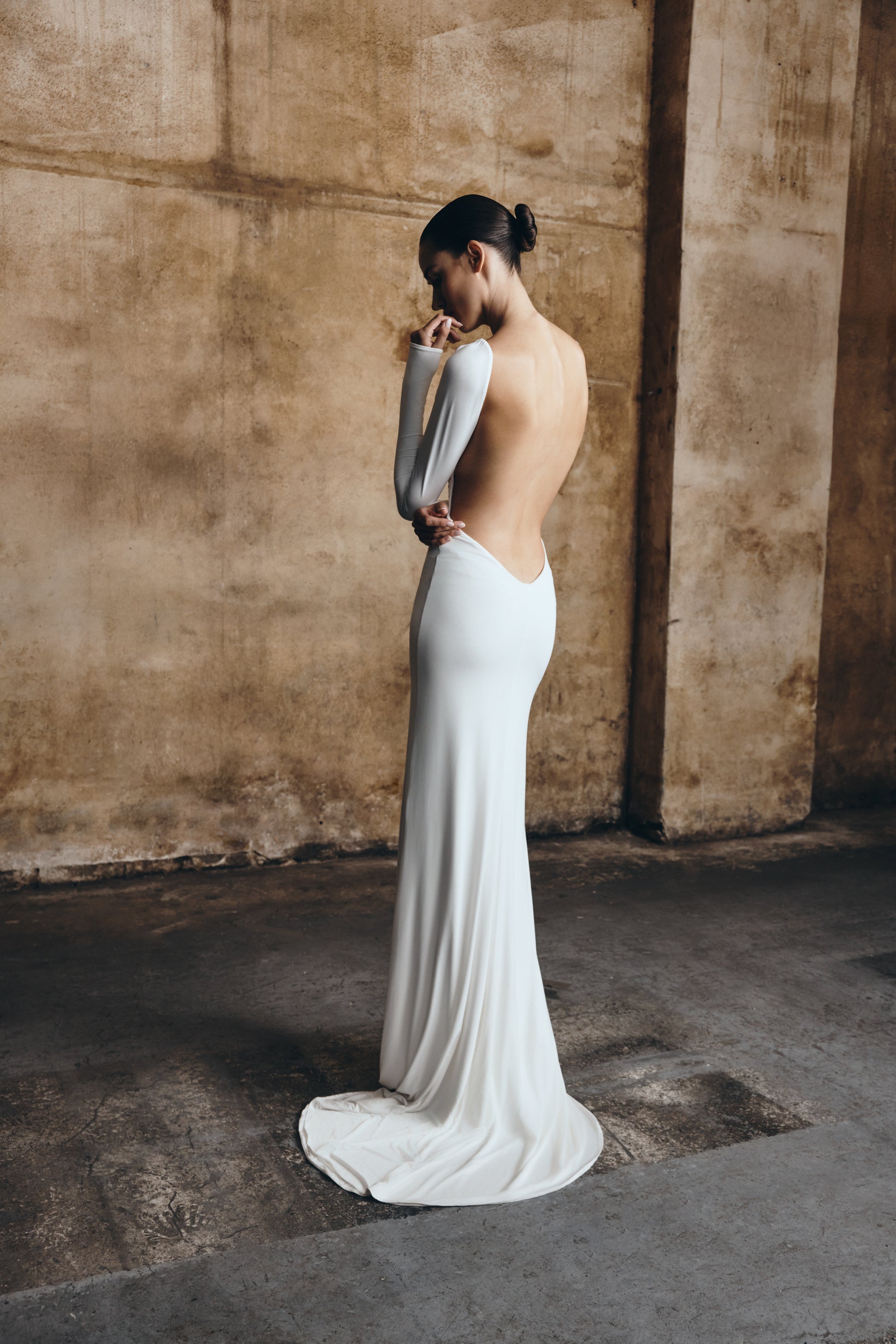 Marlene Slinky Low Back Maxi Dress - White