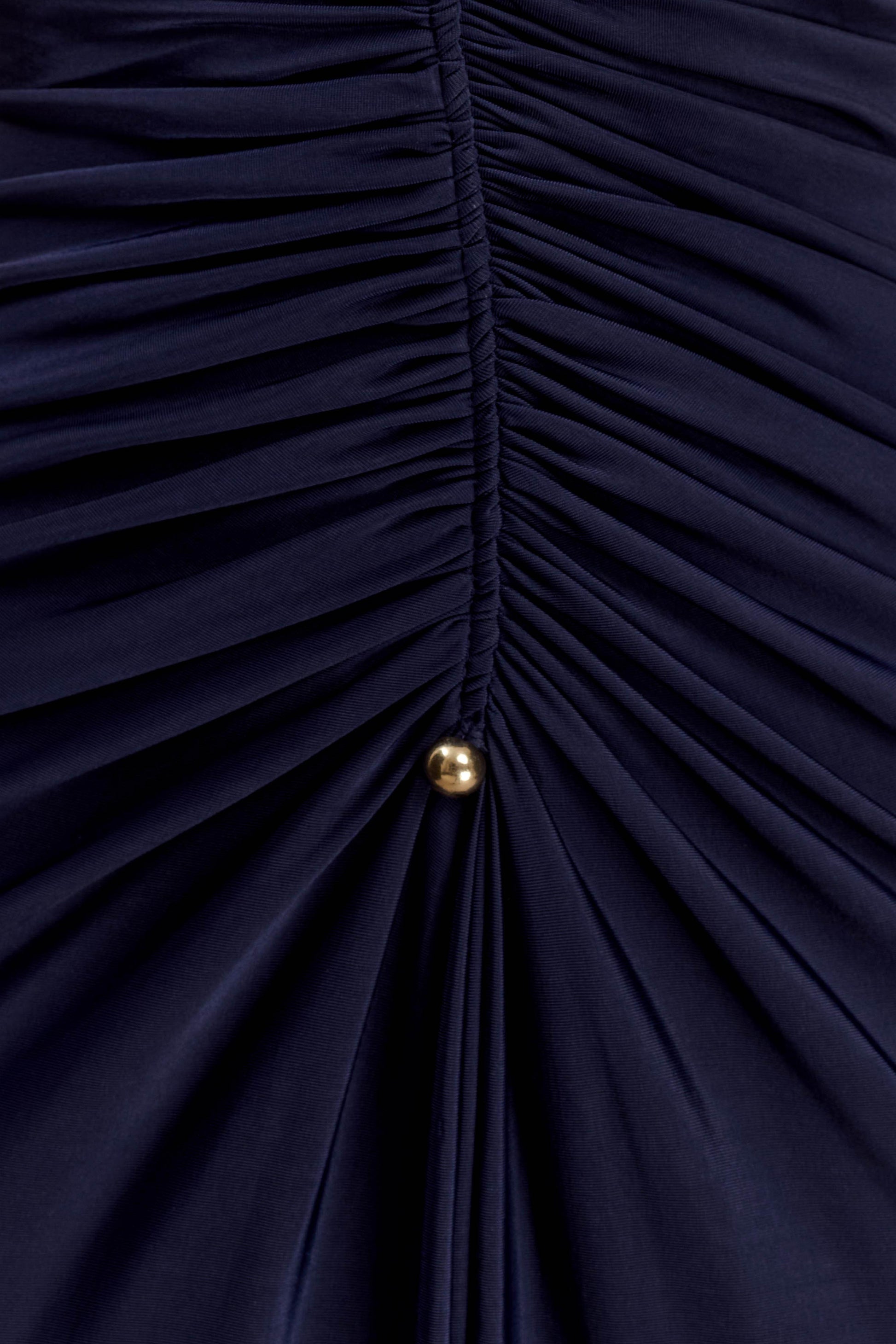 Perrie Slinky Ruched Maxi Dress - Ink Blue #5