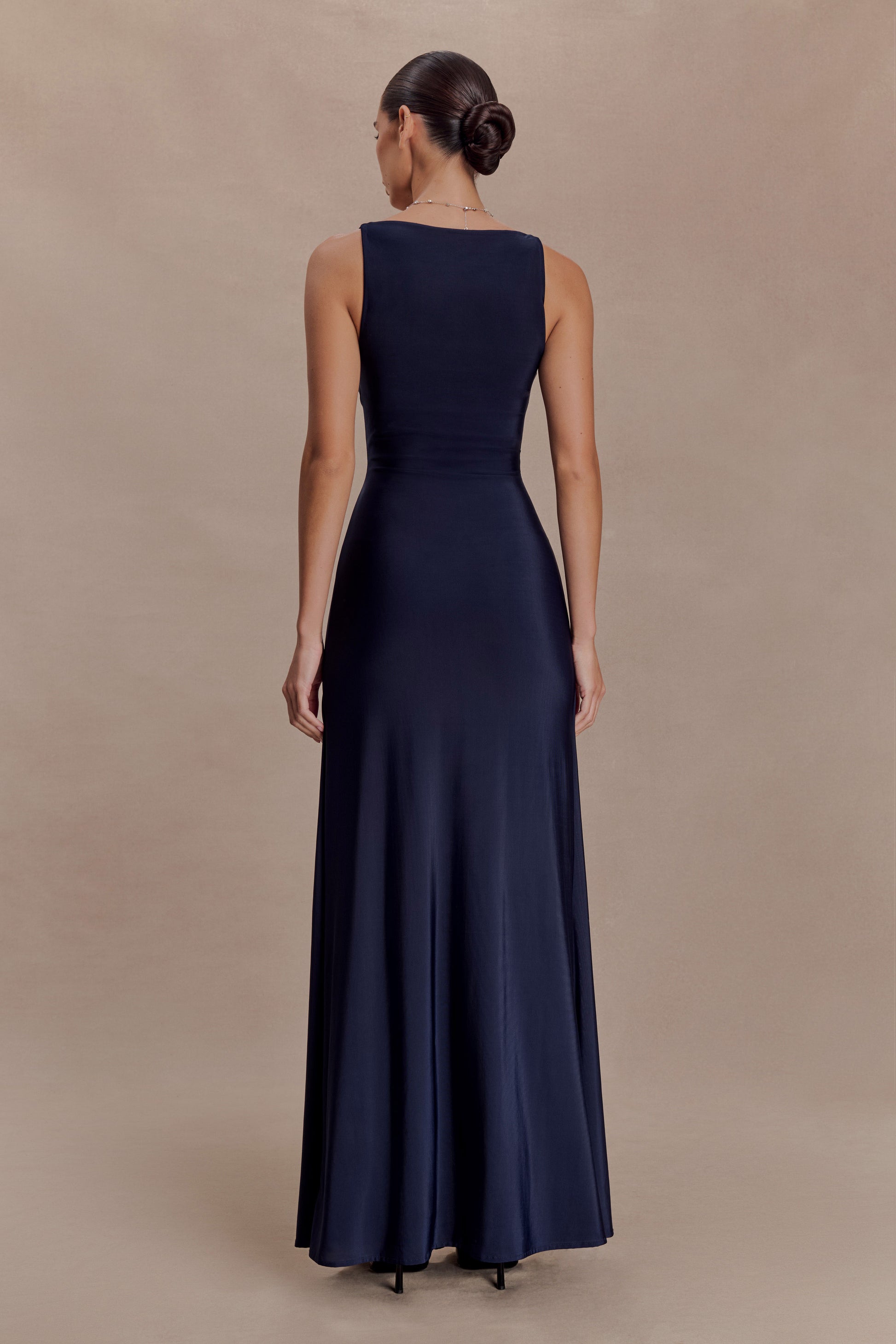 Perrie Slinky Ruched Maxi Dress - Ink Blue #2