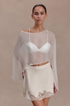 Kirstine Bralette With Chiffon Overlay - Ivory