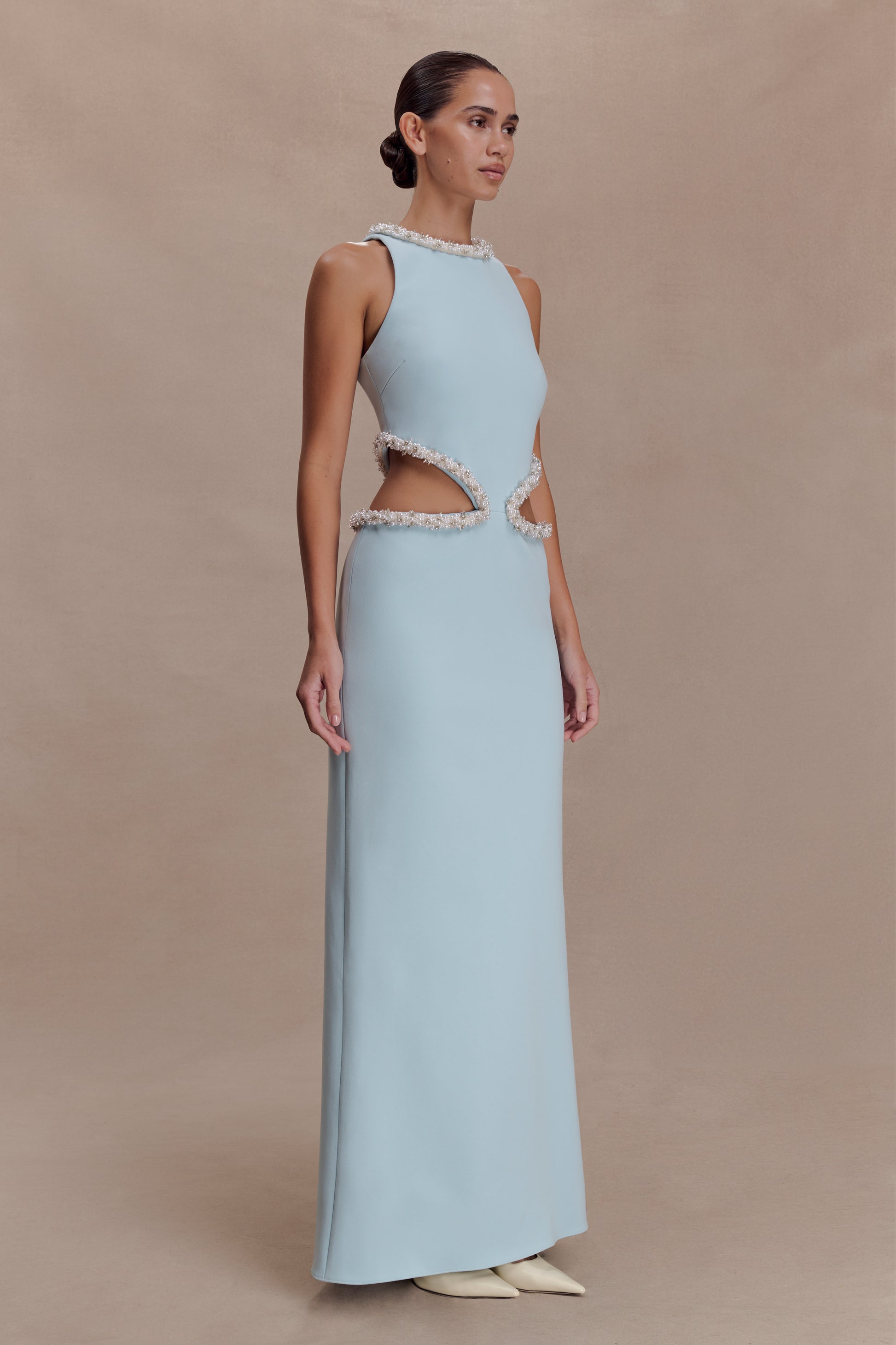 Nicole Embellished Cut Out Maxi Dress - Pale Blue #4