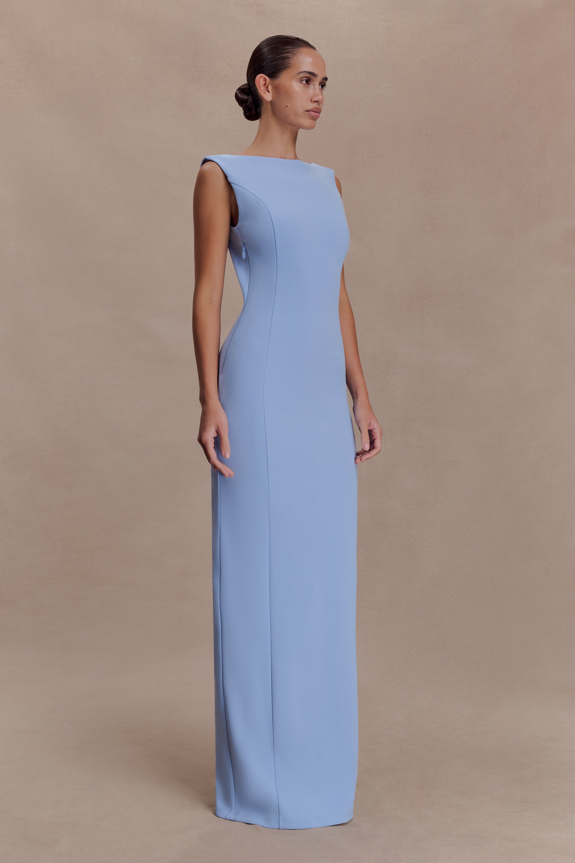 Galilea Crepe Draped Maxi Dress - Cornflower Blue #4