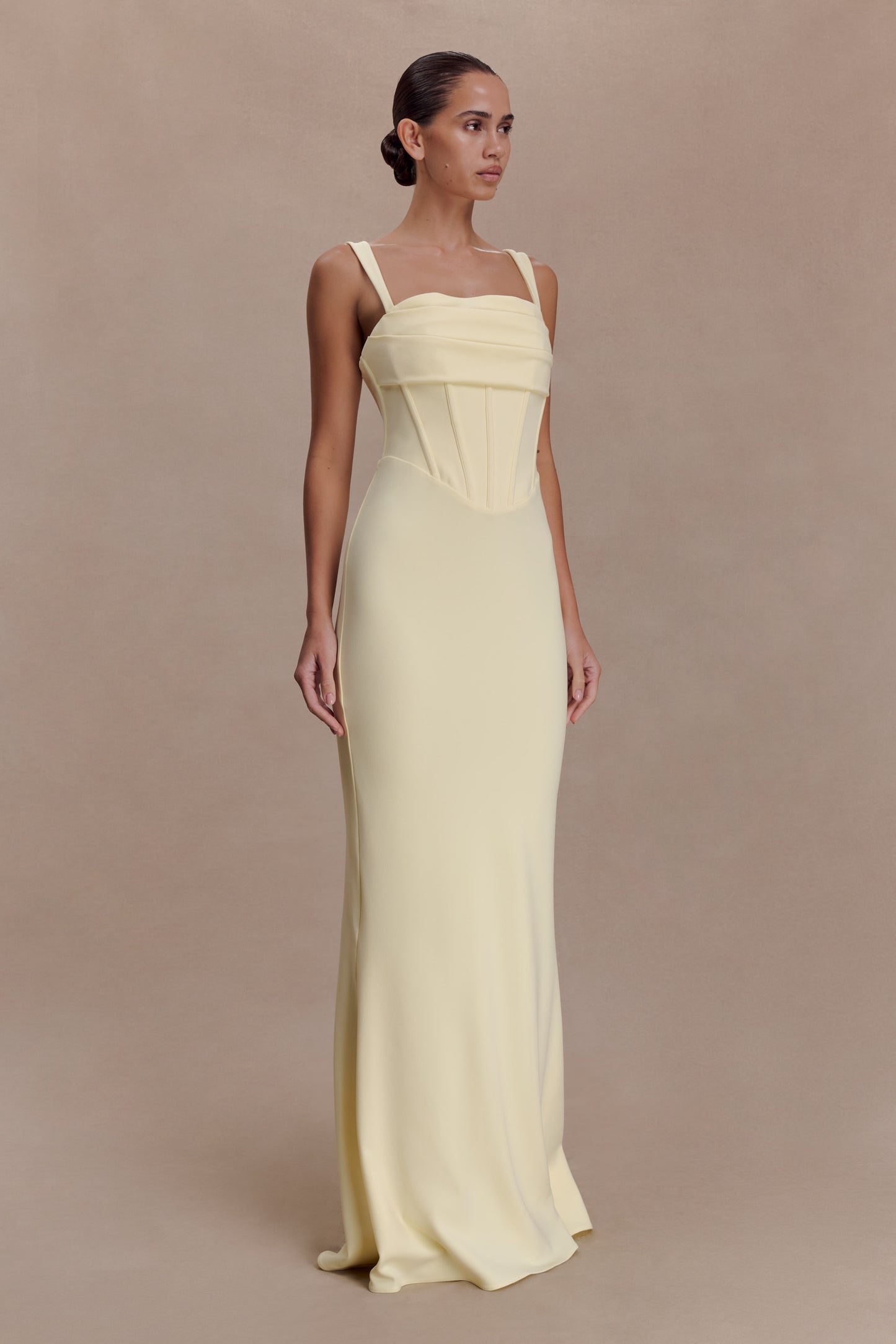 Luella Crepe Corset Maxi Dress - Lemon