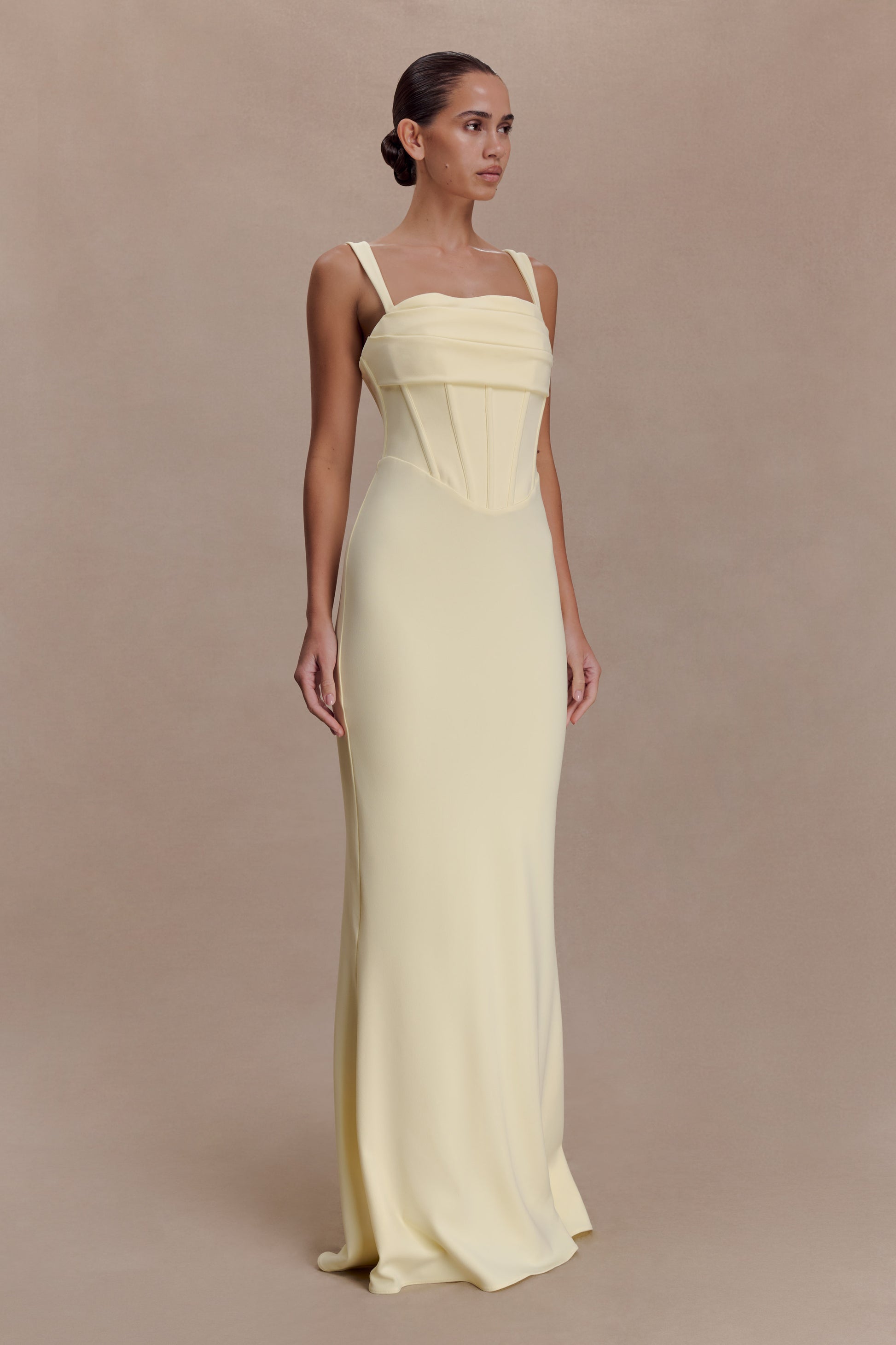 Luella Crepe Corset Maxi Dress - Lemon #4
