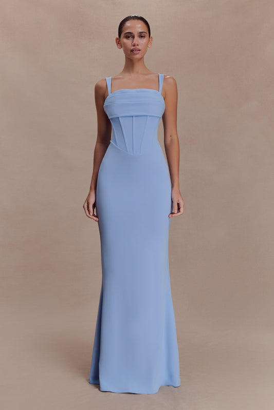 Luella Crepe Corset Maxi Dress - Cornflower Blue