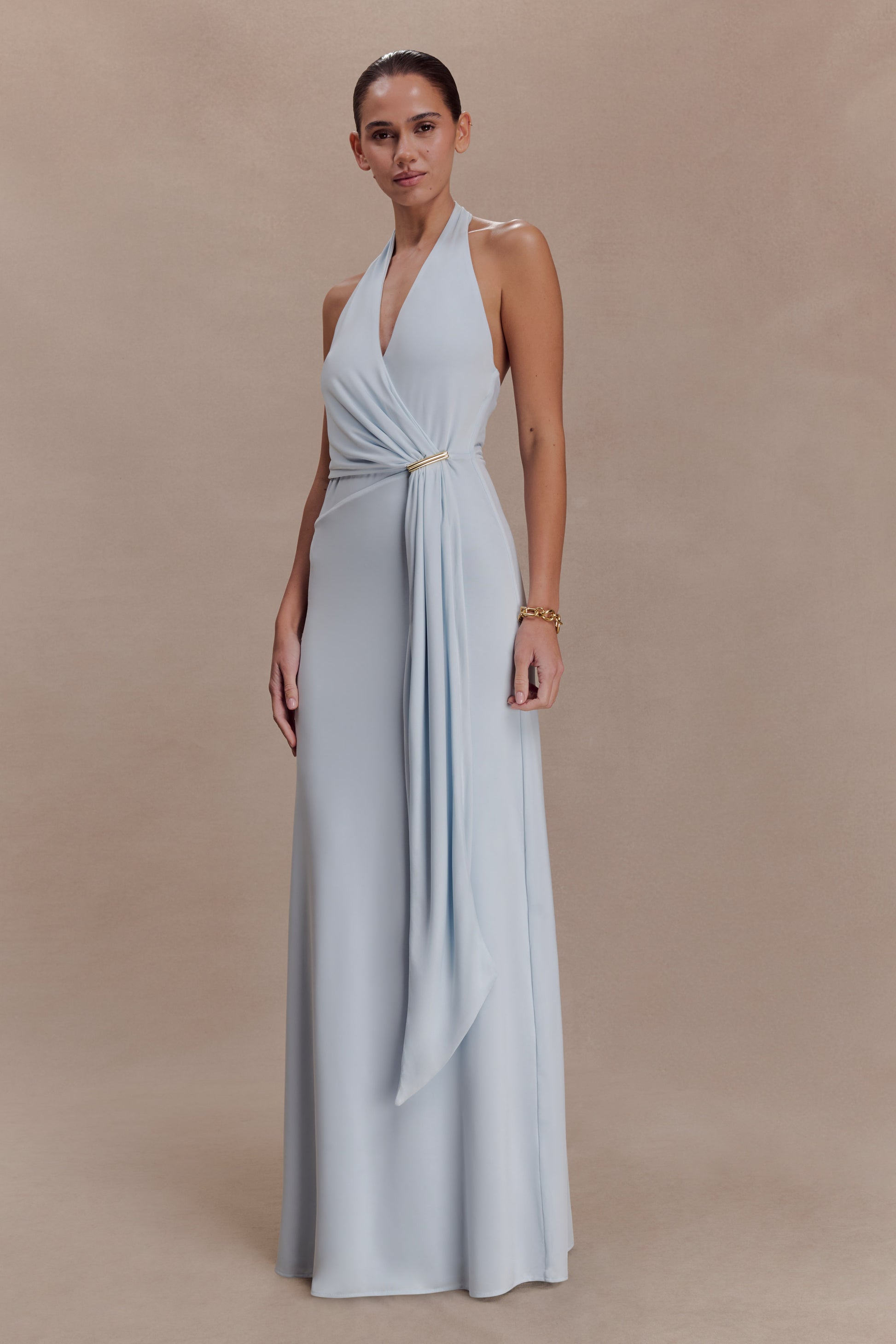 Veda Slinky Halter Maxi Dress - Pale Blue #3