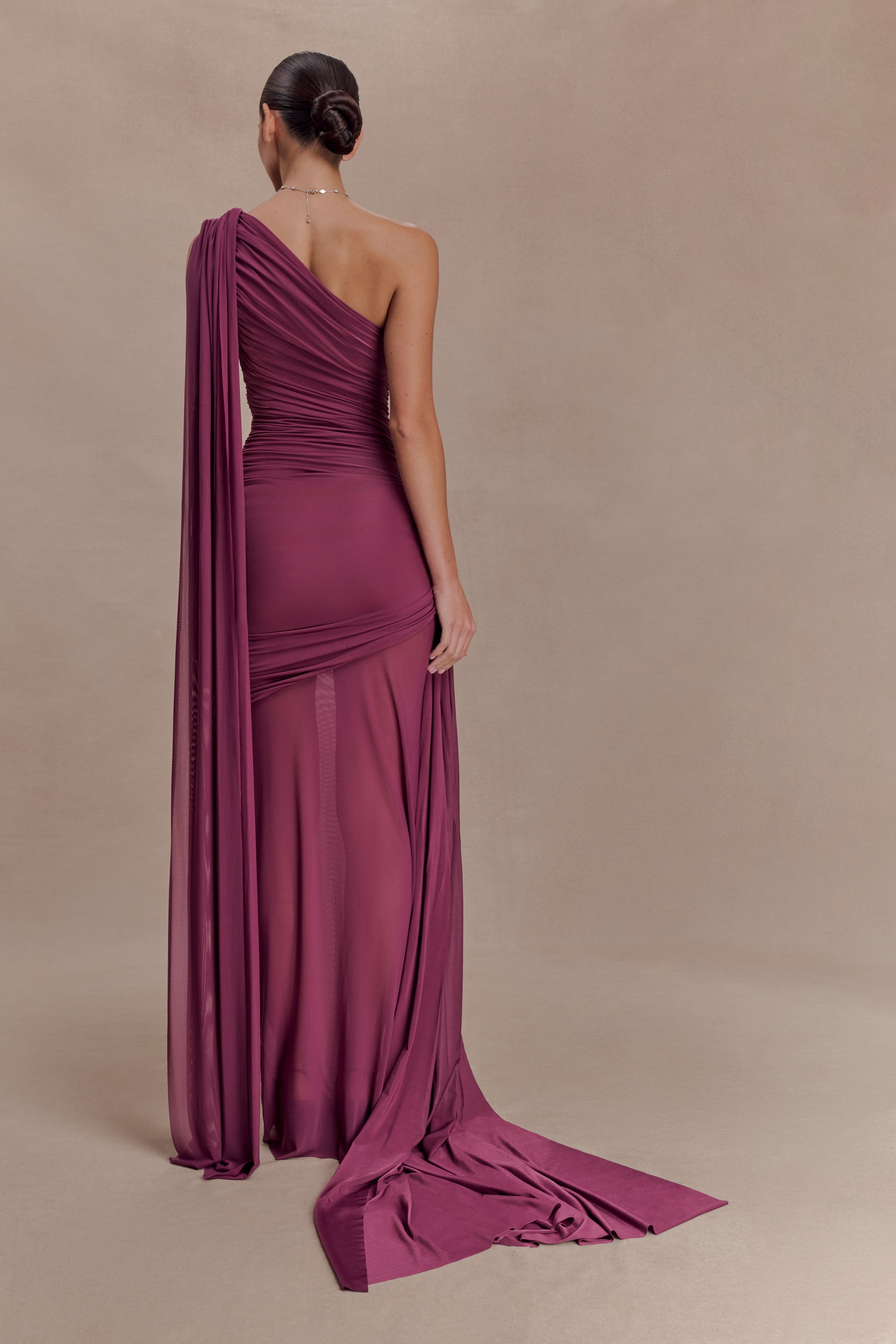 Asher Slinky One Shoulder Maxi Dress - Neutral Plum #2