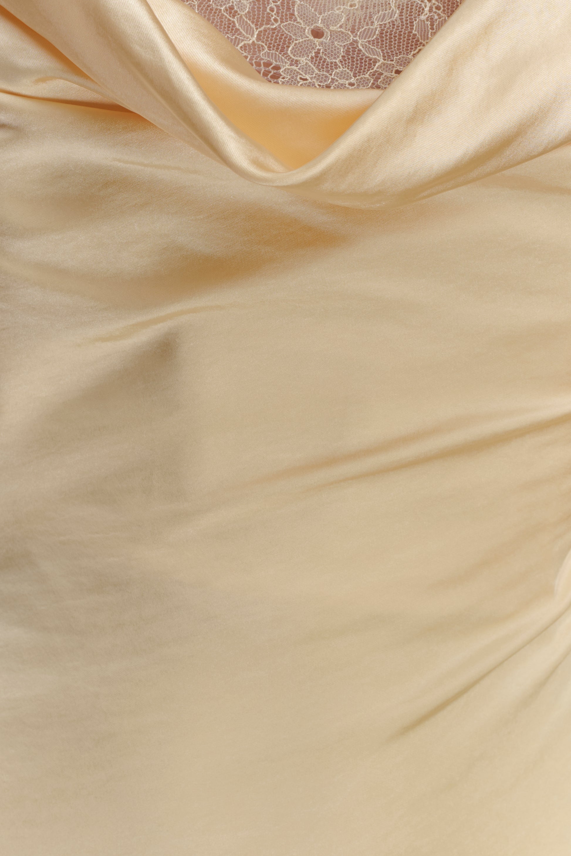 Eliza Long Sleeve Cowl Lace And Satin Maxi Dress - Lemon #5