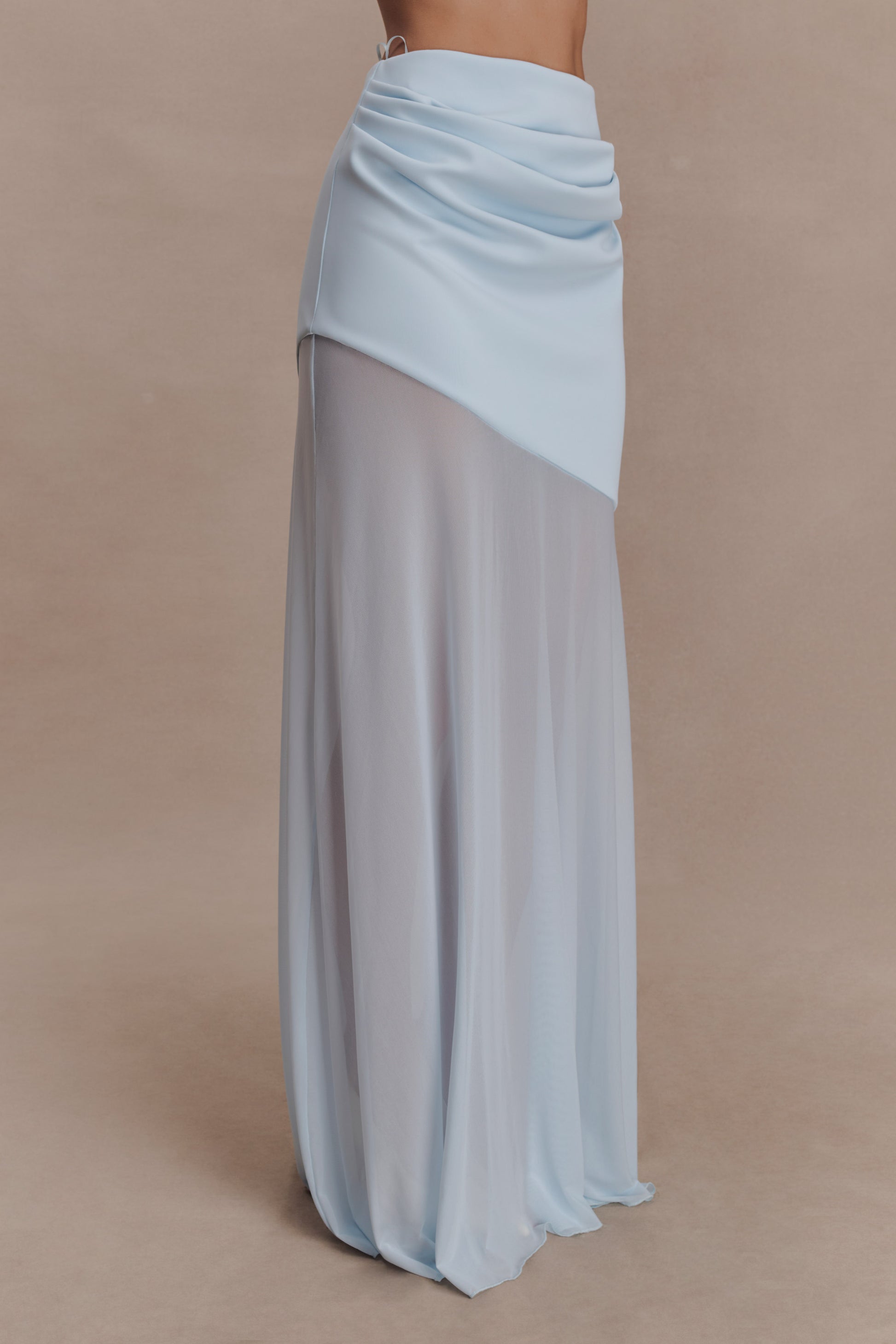 Portia Scuba And Mesh Maxi Skirt - Pale Blue #4