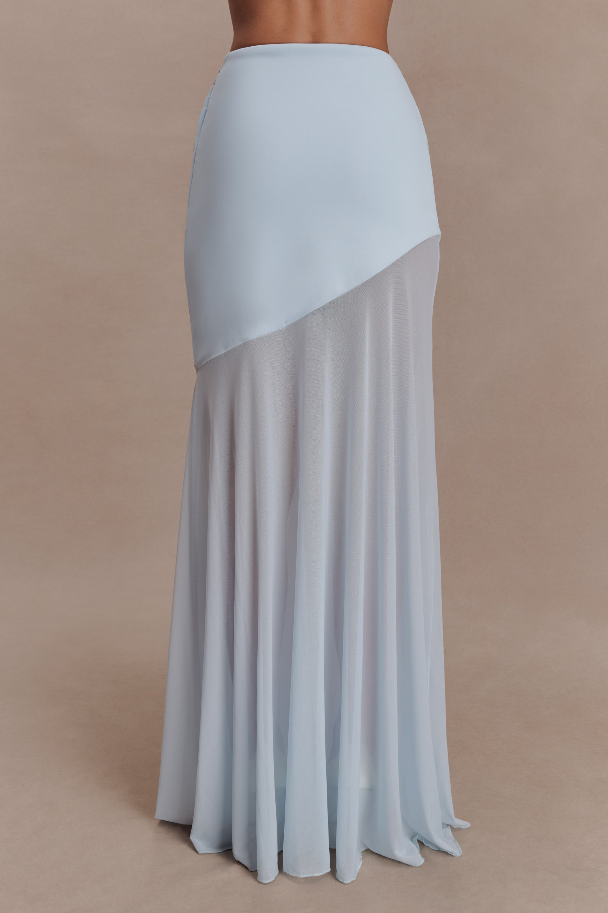 Portia Scuba And Mesh Maxi Skirt - Pale Blue #5